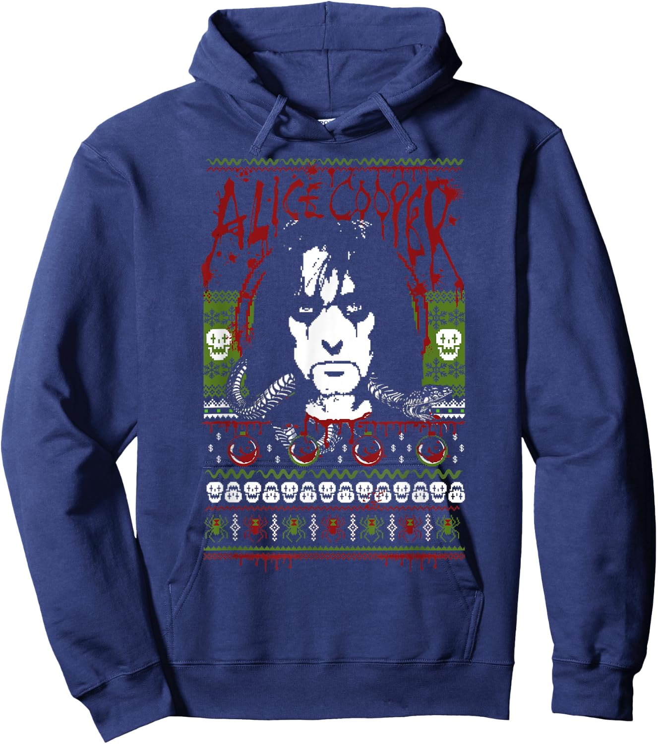 Alice Cooper – Ugly Christmas Sweater Hoodie - Hoodie | Navy