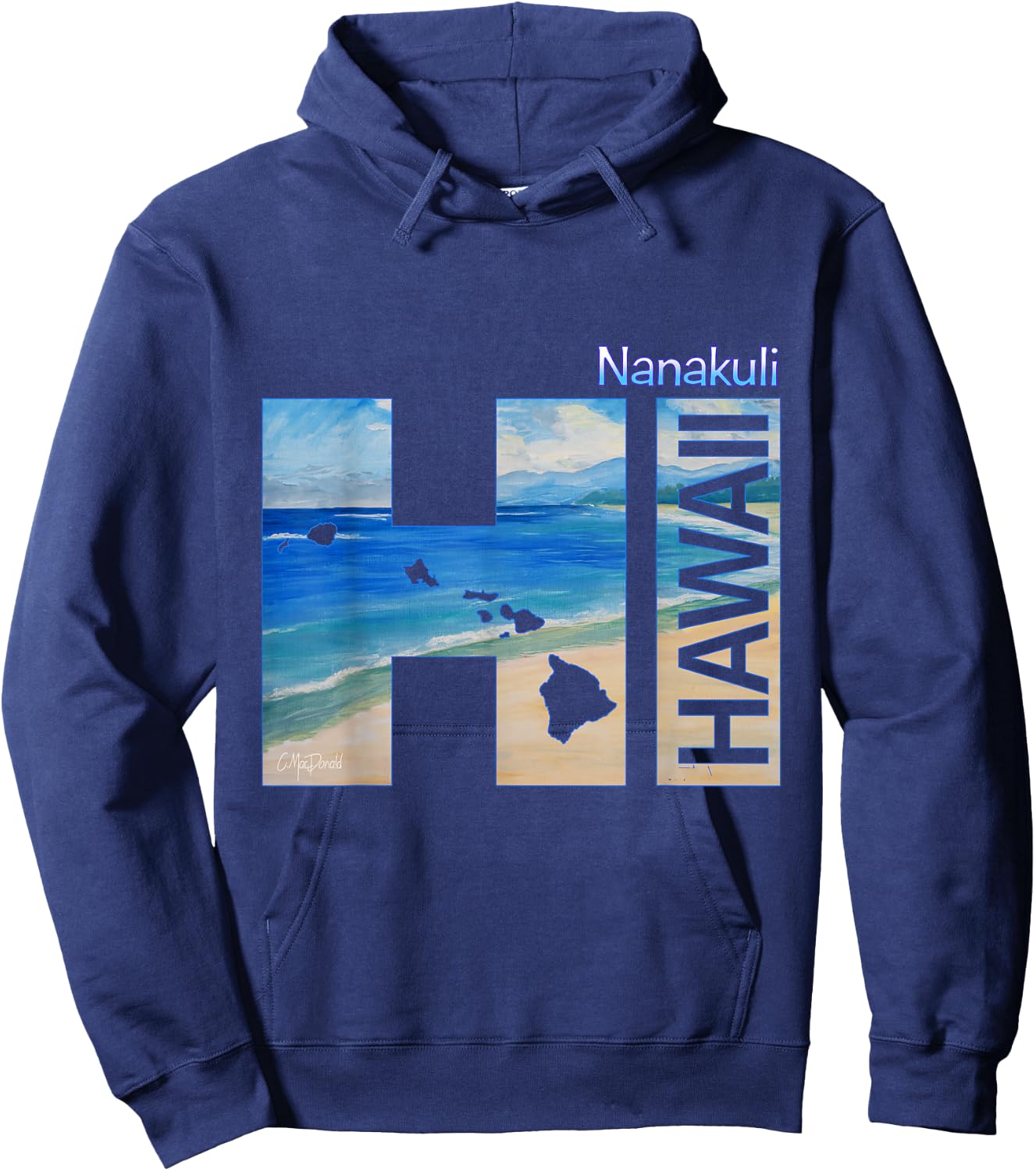 Nanakuli HI Hawaii Islands Hoodie - Hoodie | Navy
