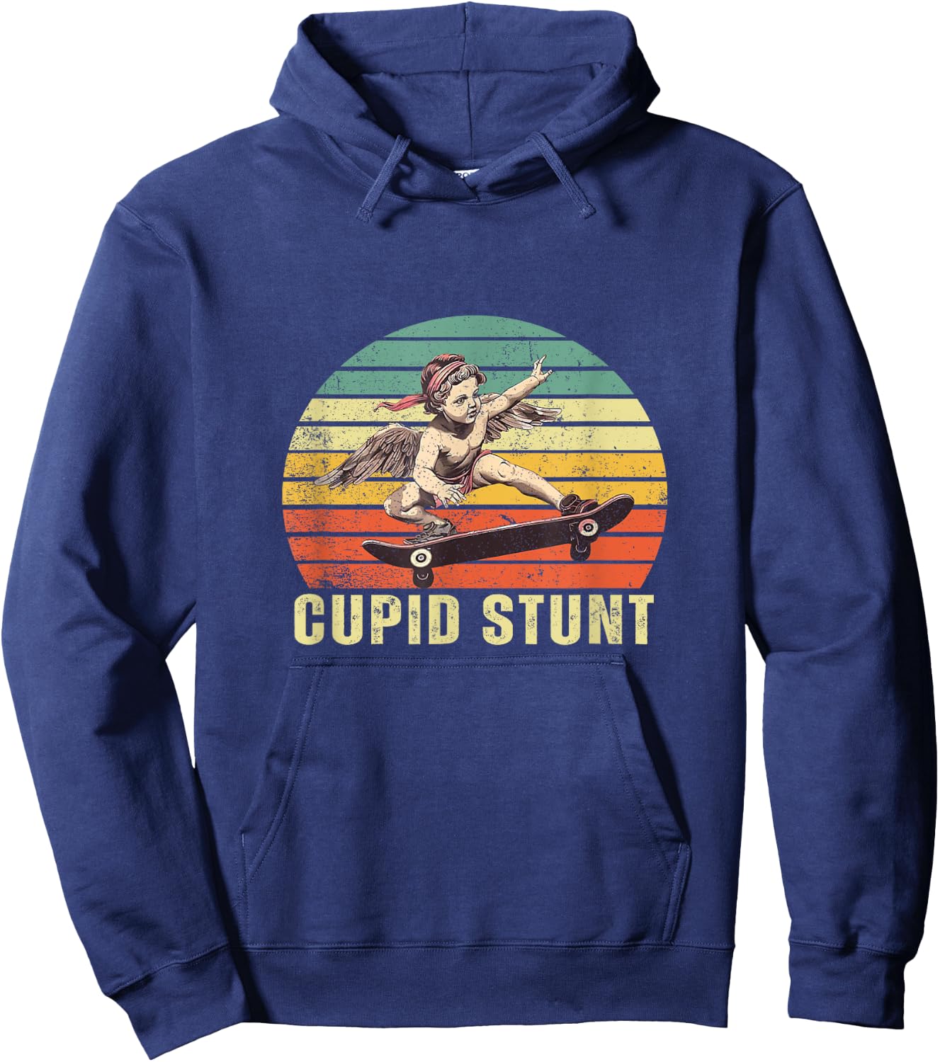 Retro Vintage Cupid Stunt Unhinged Cringe Funny Hoodie - Hoodie | Navy