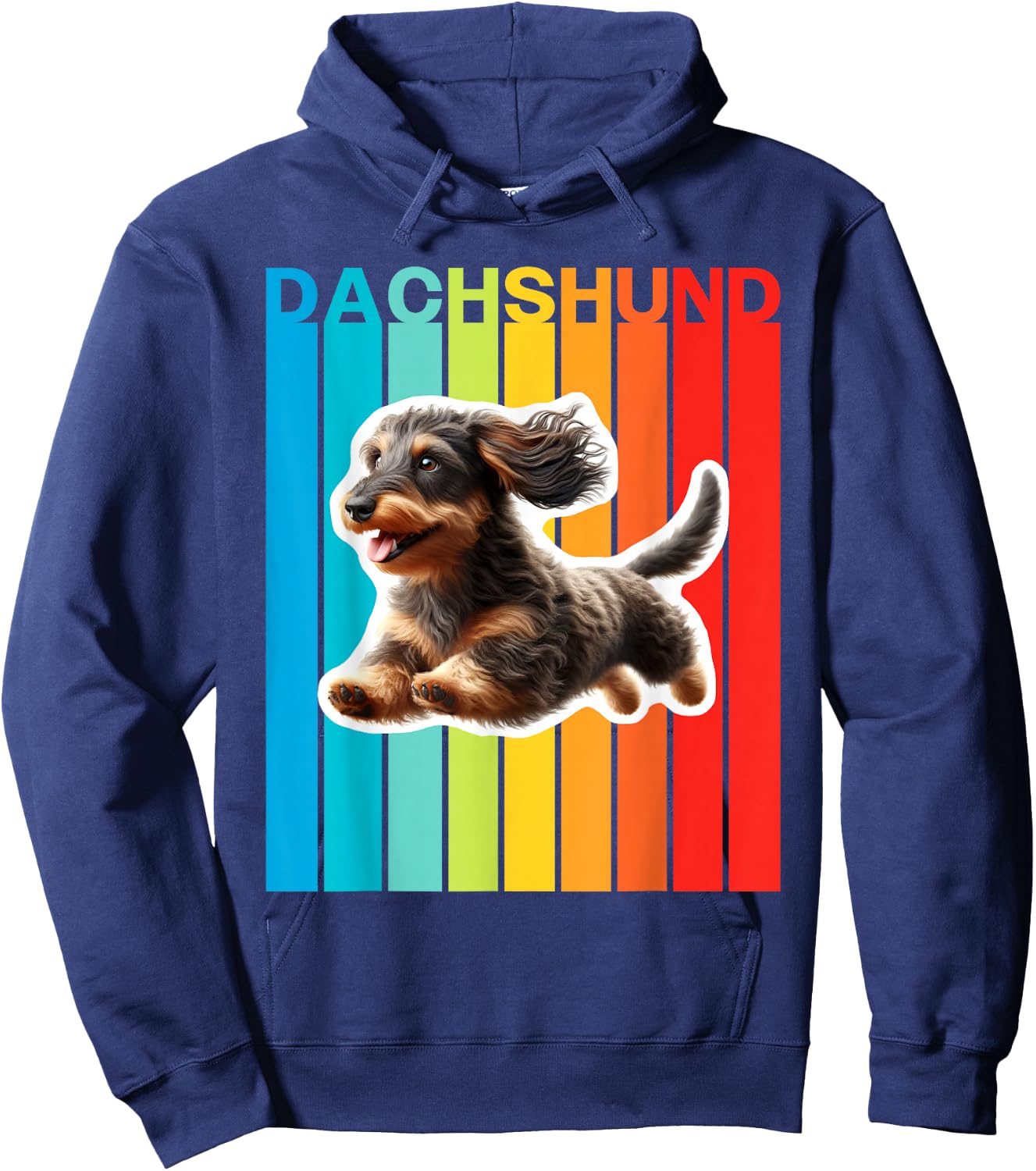 Colorful Wirehaired Dachshund Hoodie - Hoodie | Navy