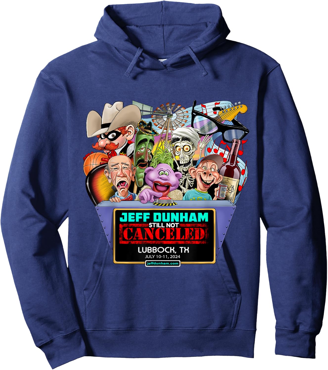 Jeff Dunham Lubbock, TX (2024) Hoodie - Hoodie | Navy