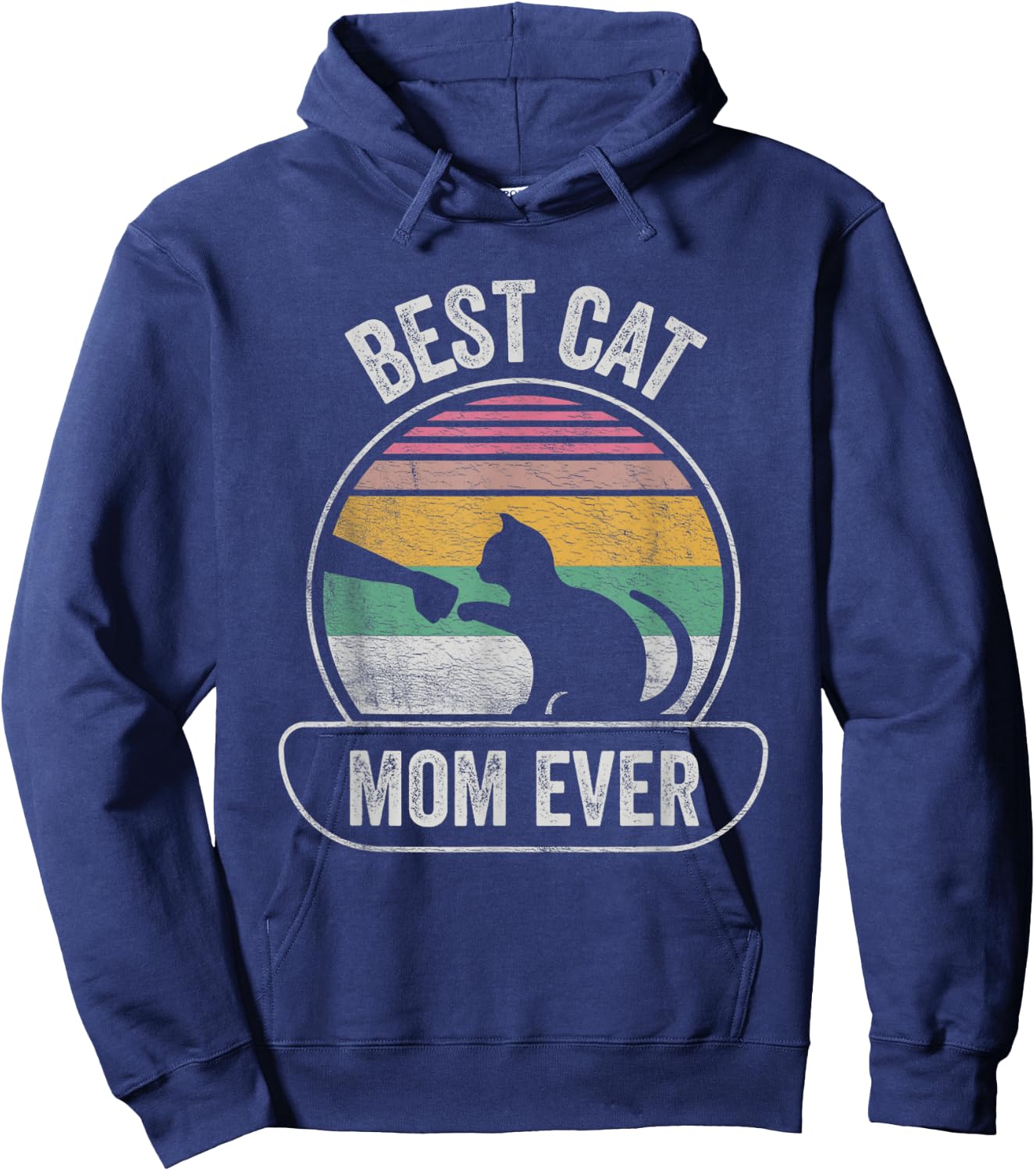 Vintage Retro Best Cat Mom Ever Cat Shirts Gift Hoodie - Hoodie | Navy