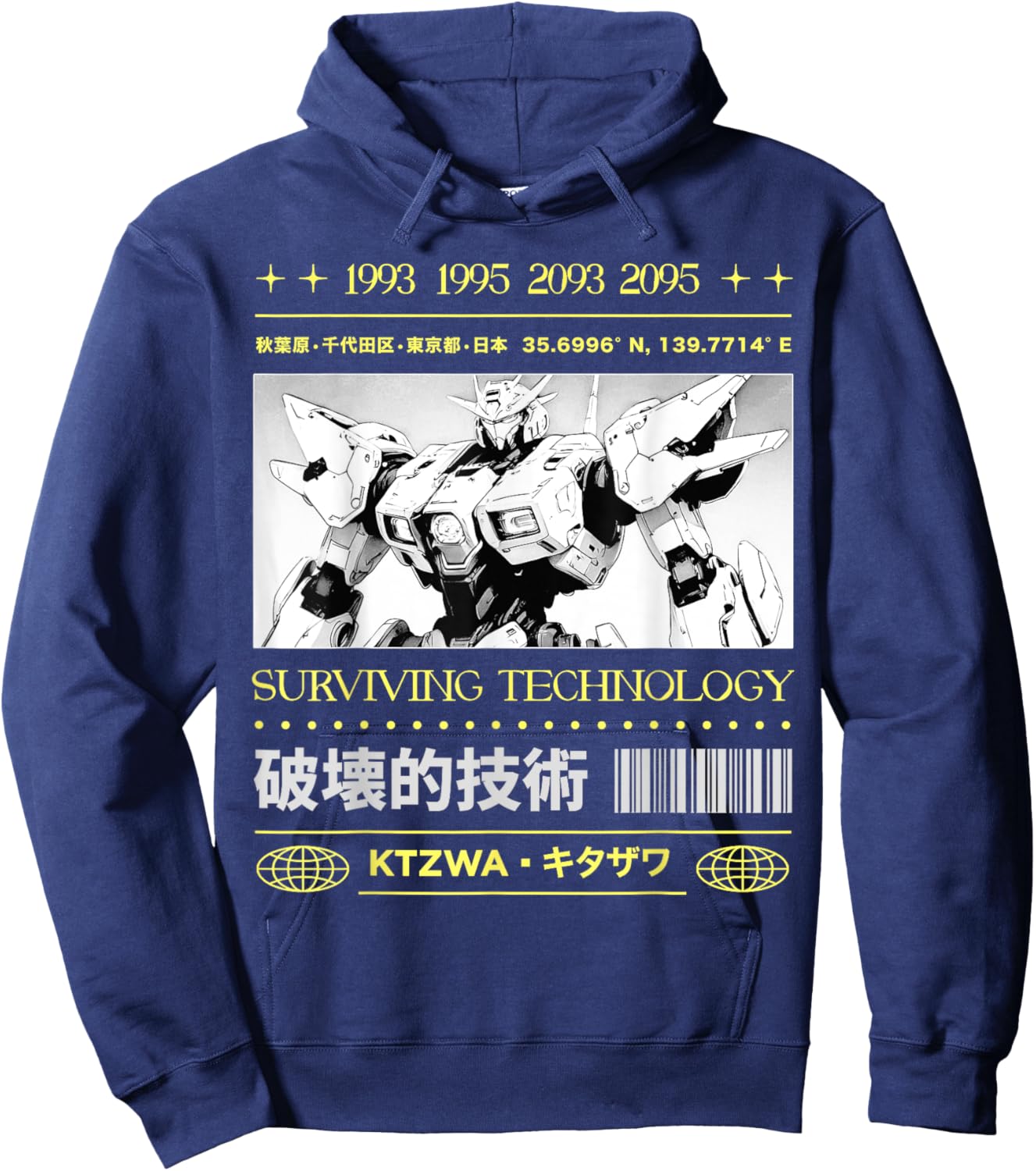 Japanese Tokyo Cyberpunk Art Streetwear Anime Hoodie - Hoodie | Navy