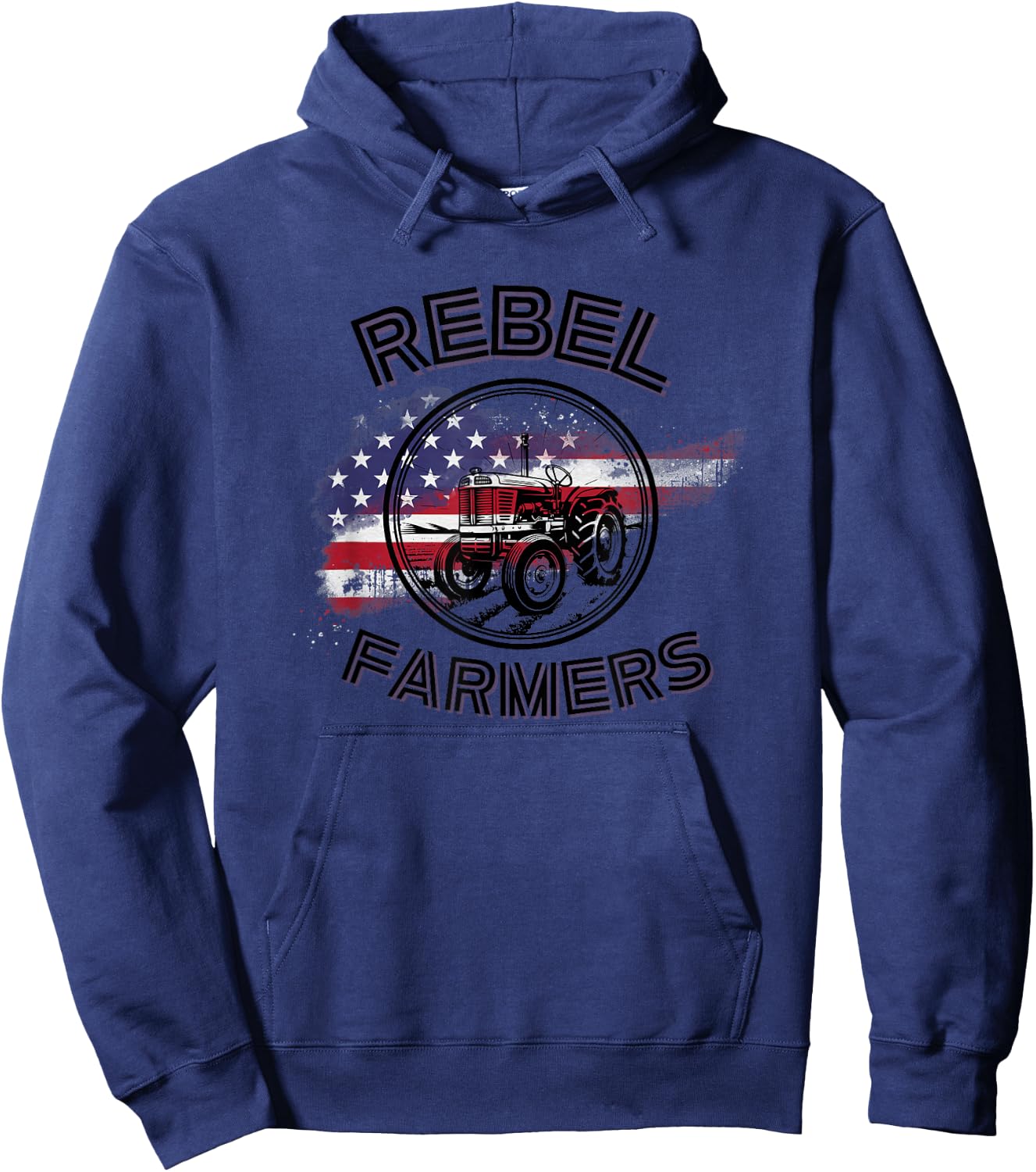 Rebel Farmers American Flag Women Men Hoodie - Hoodie | Navy