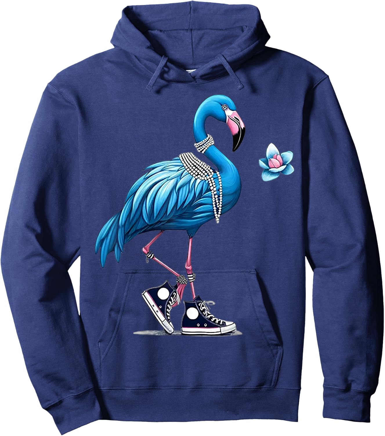 Flamingo Shoes Pearl Necklace Hoodie - Hoodie | Navy