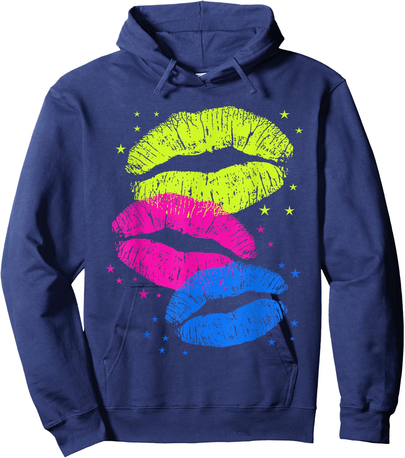 Lips Kisses Lipstick Hoodie - Hoodie | Navy
