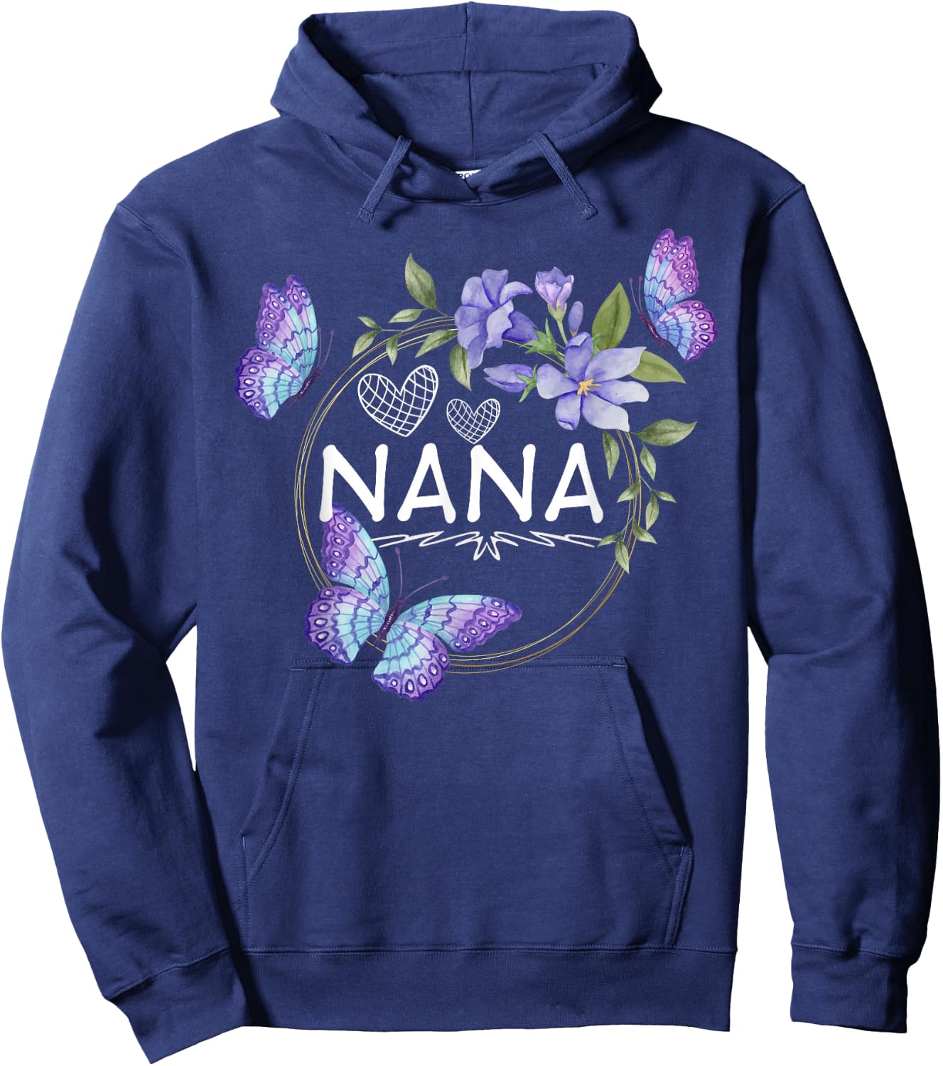 Nana shirt with butterflies Mother's Day Hoodie - Hoodie | Navy