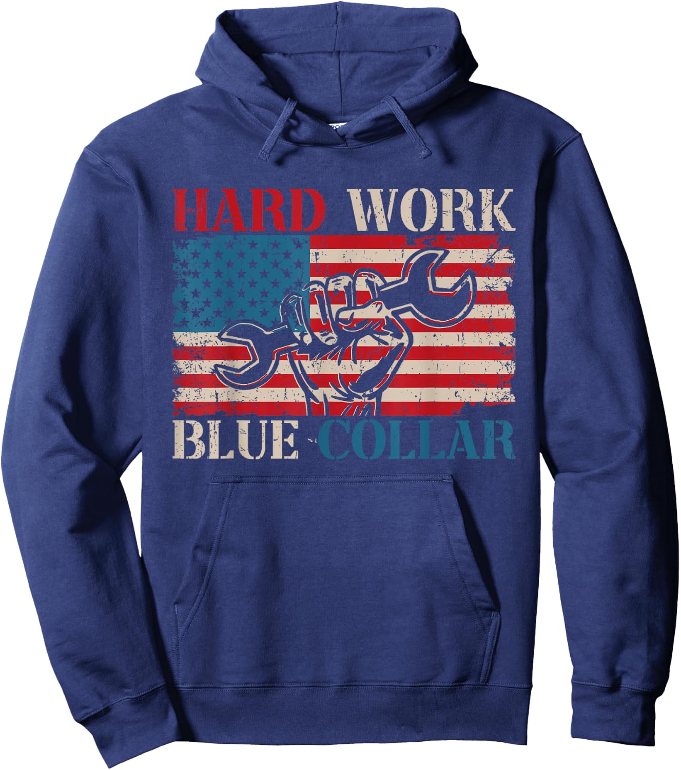 American Roughneck Mechanic Blue Collar Worker Hoodie - Hoodie | Navy