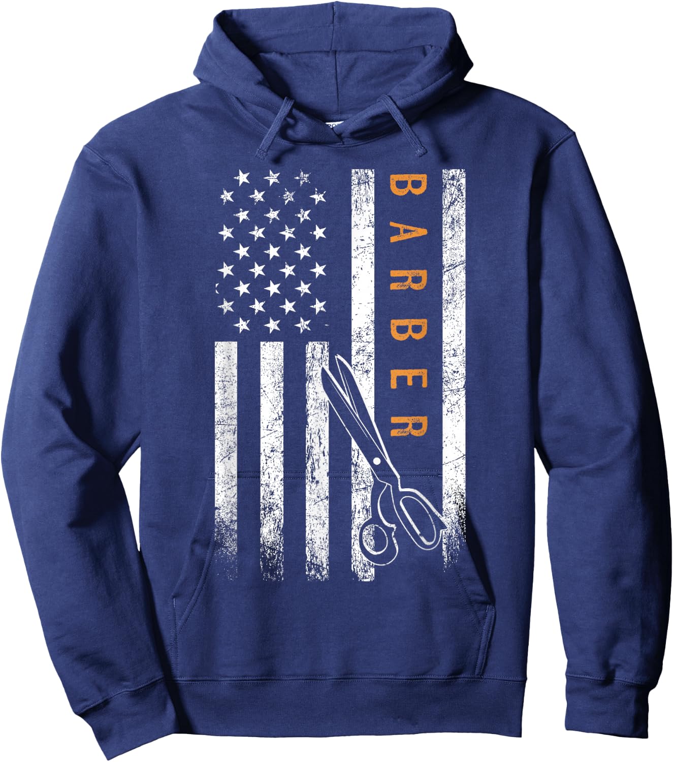 Barber American Flag Design Barbershop Hoodie - Hoodie | Navy