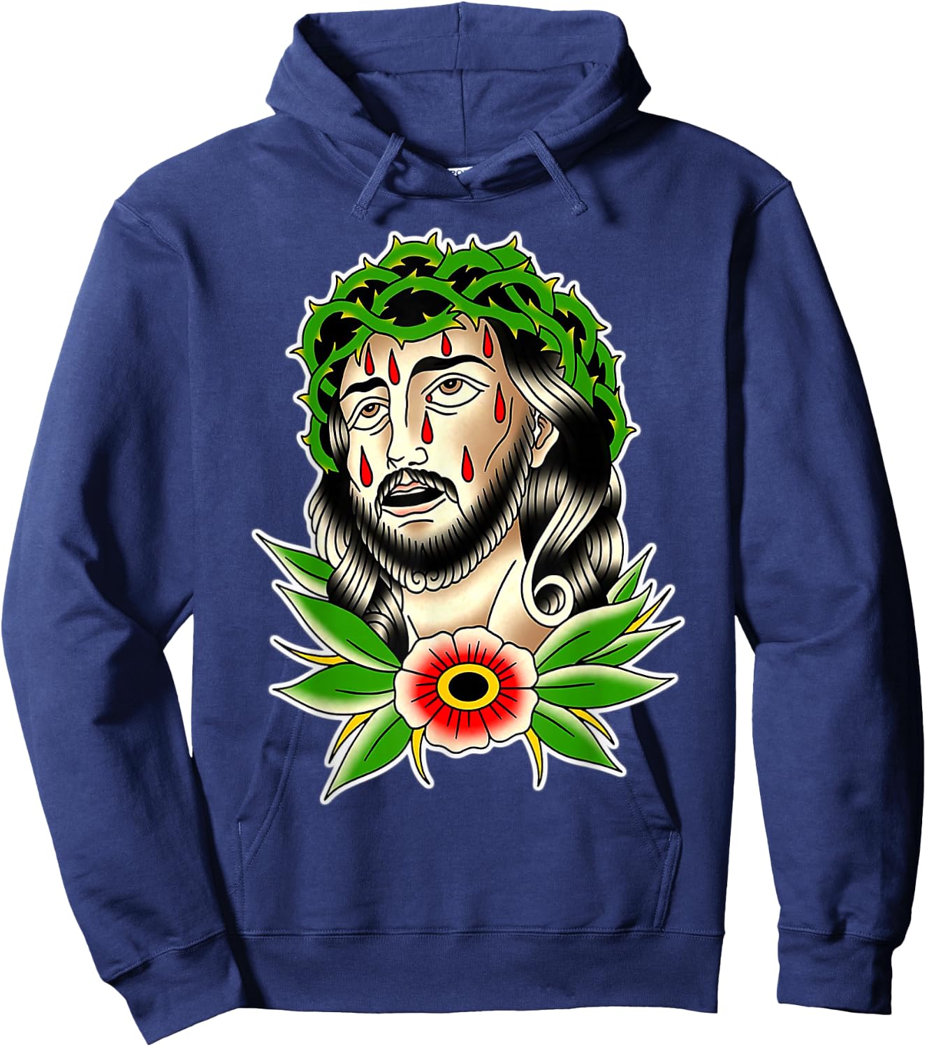 Jesus Christ Traditional Tattoo Flash Hoodie - Hoodie | Navy