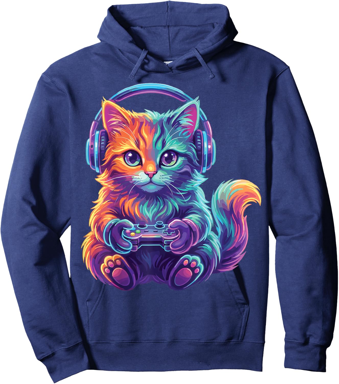Funny Gaming Video Game Cat Boys Teen Men Girls Hoodie - Hoodie | Navy