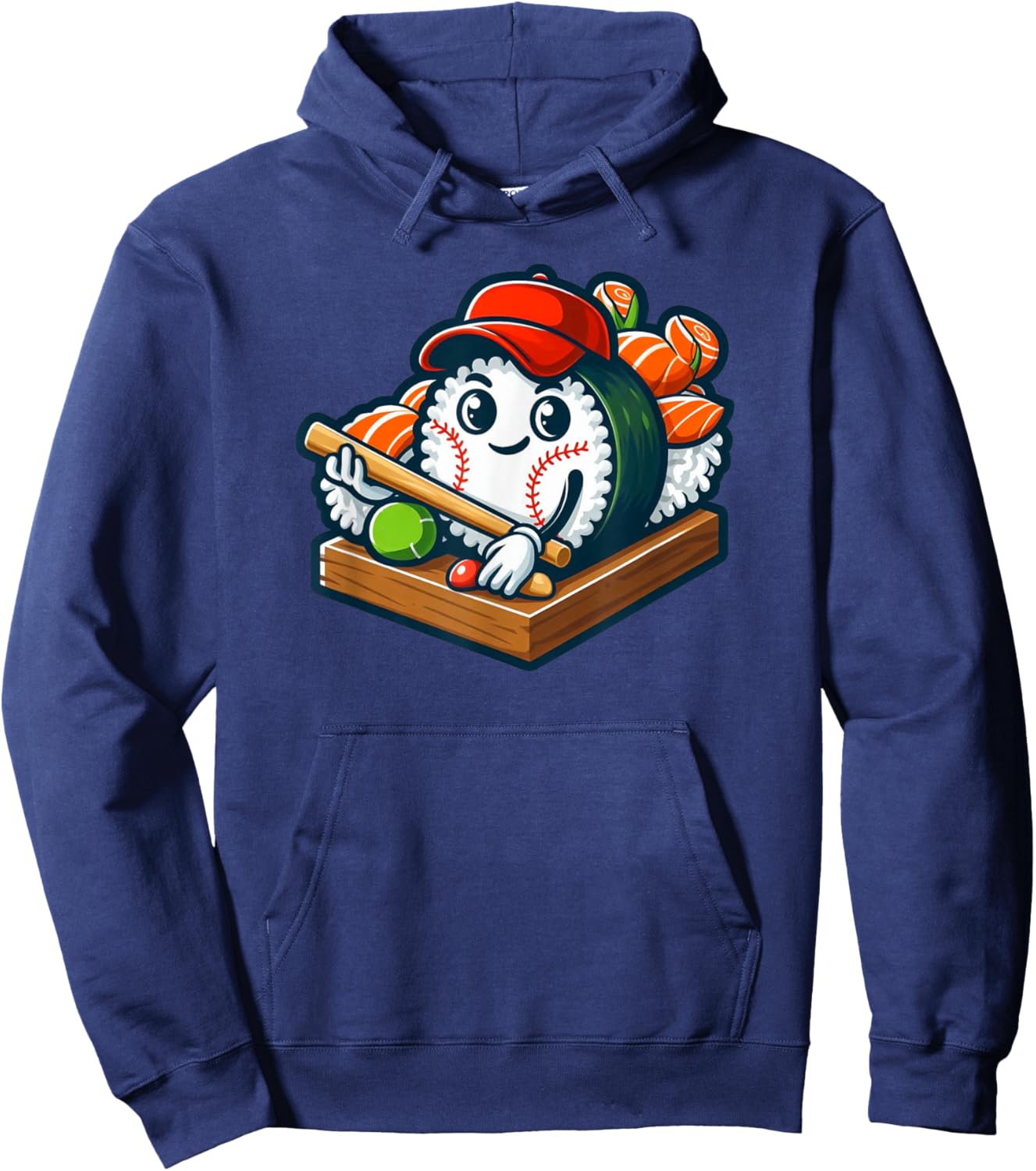 Baseball Sushi Playing Baseball Hoodie - Hoodie | Navy