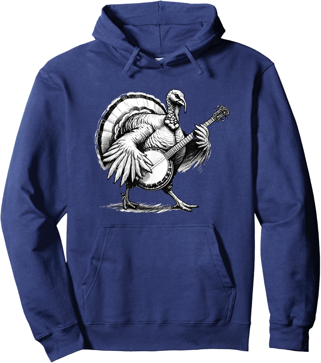 Turkey Playing Banjo, Banjo Player Hoodie - Hoodie | Navy