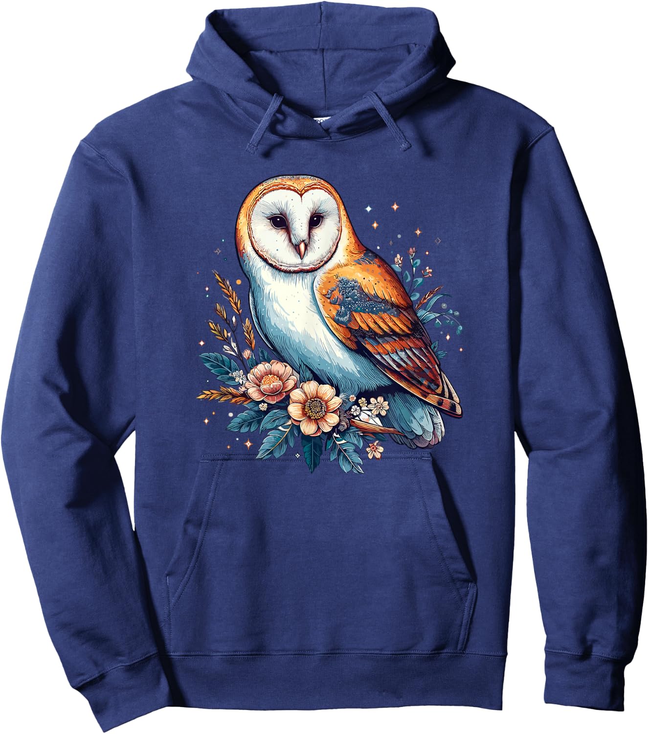 Girls Nature Flowers Barn Owl Art Lover Hoodie - Hoodie | Navy