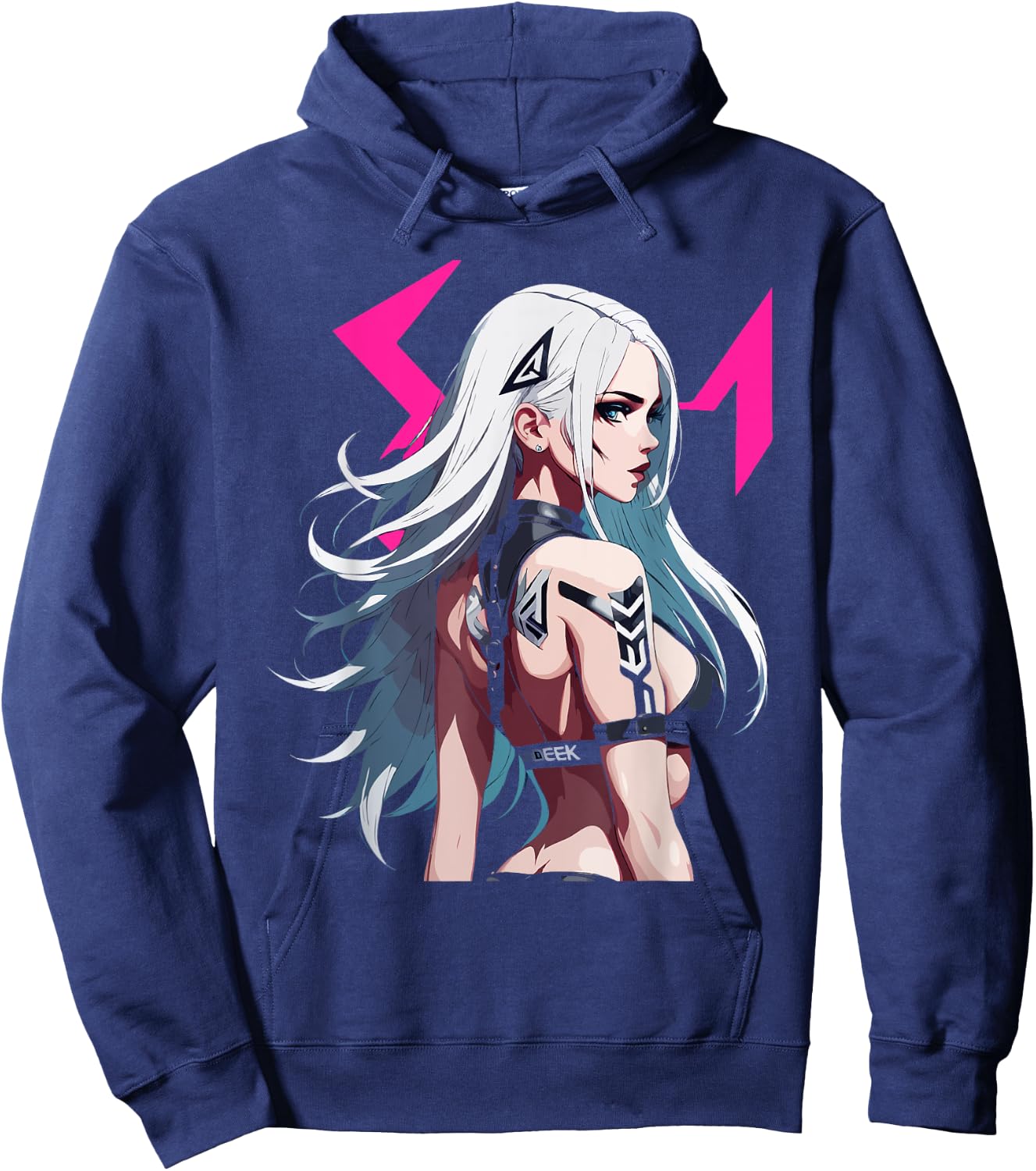 Sexy Waifu Otaku Anime Cyberpunk Girl Japanese Hoodie - Hoodie | Navy