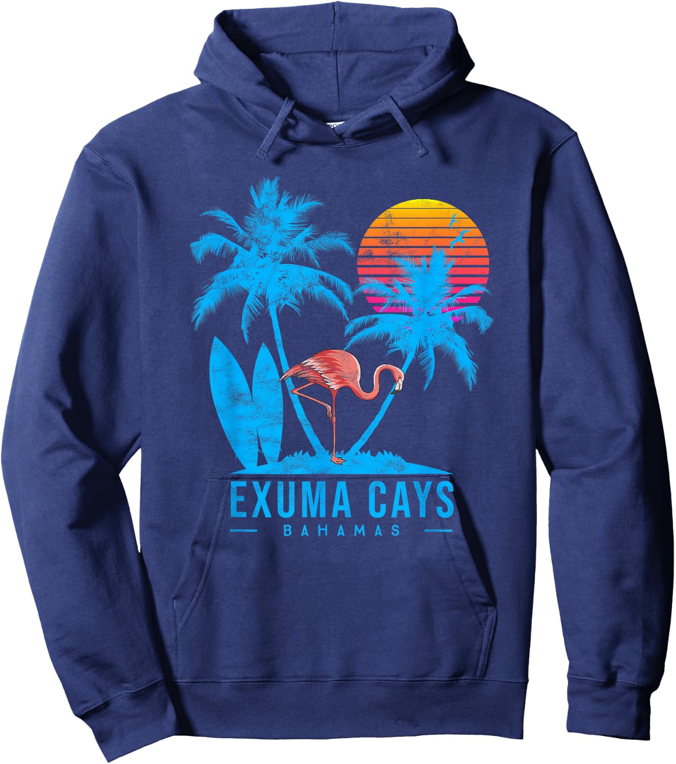 Exuma Cays, Bahamas. Palm trees sunset Hoodie - Hoodie | Navy