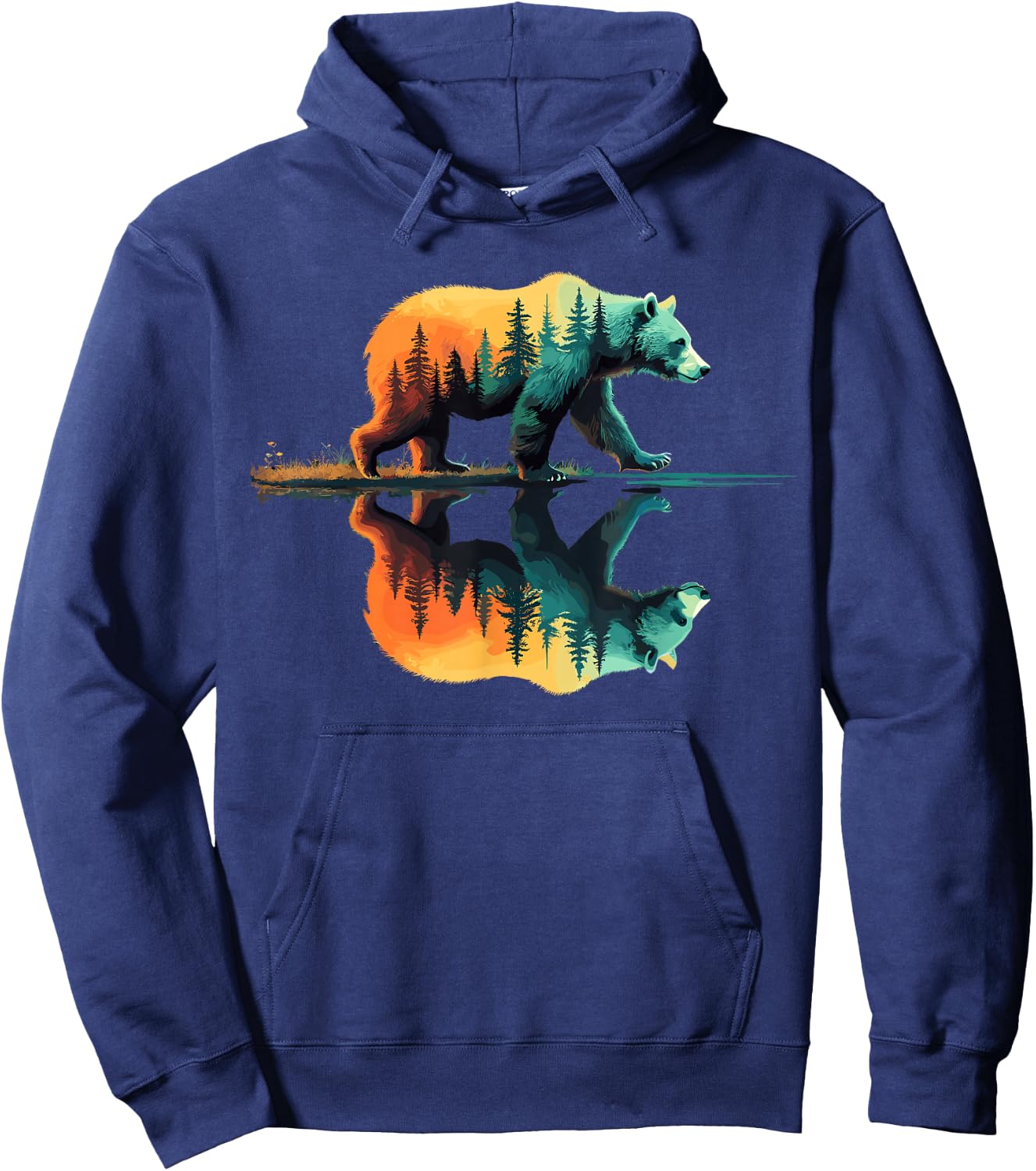 Nature Forest Mountains Trees Wildlife Bear Hoodie - Hoodie | Navy
