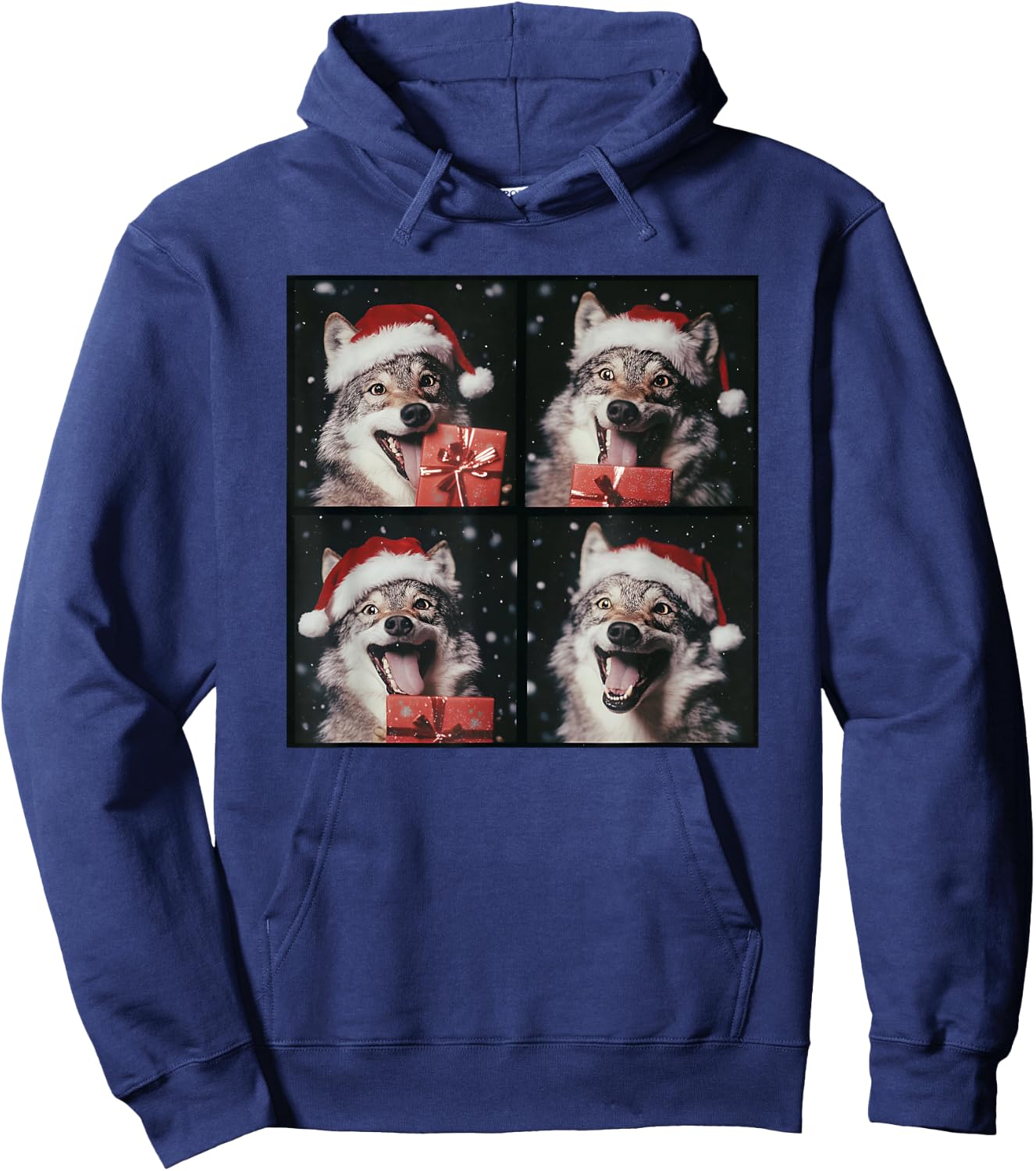 Funny Wolf Christmas Hoodie - Hoodie | Navy