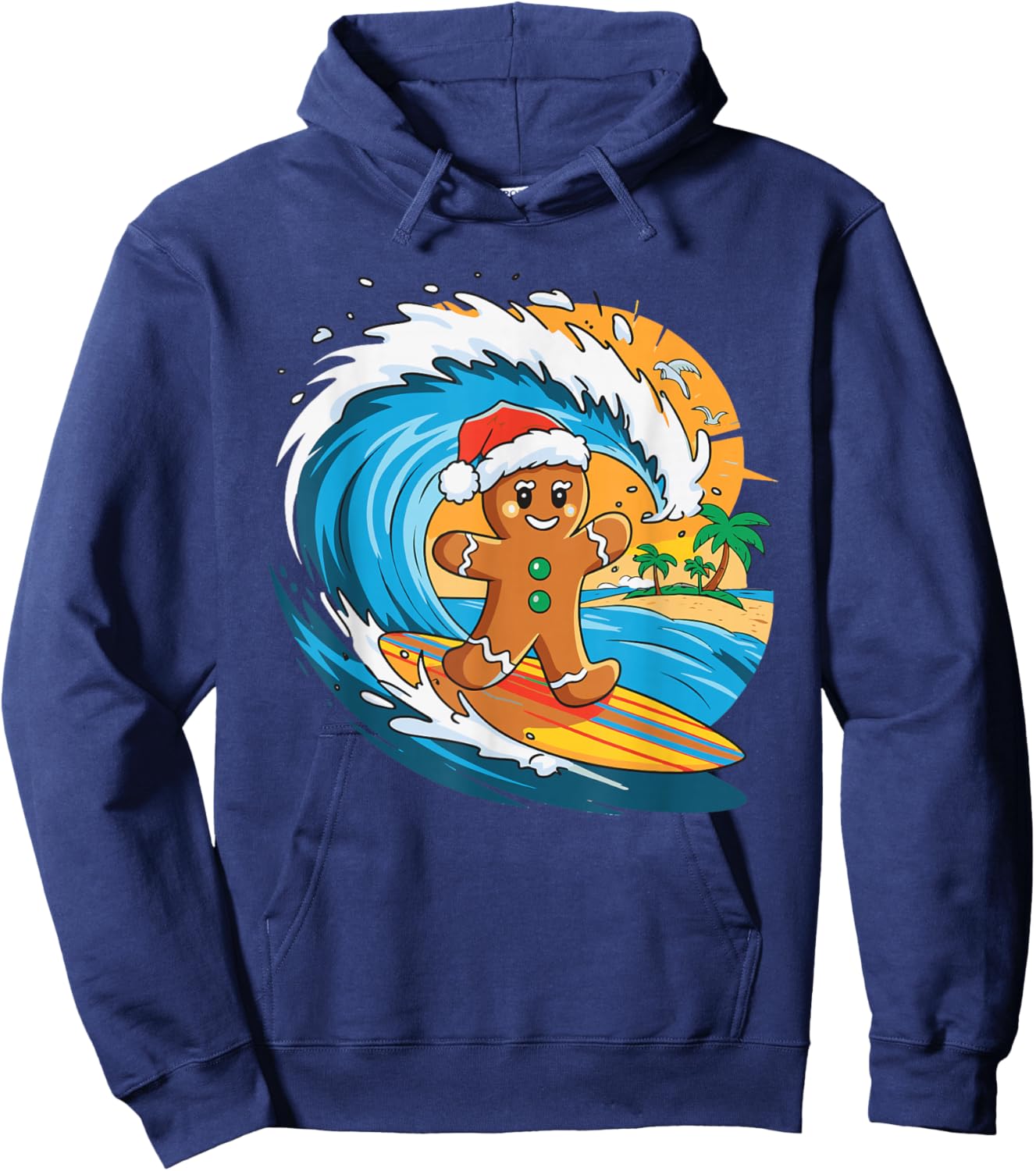 Gingerbread Surfing Hoodie - Hoodie | Navy