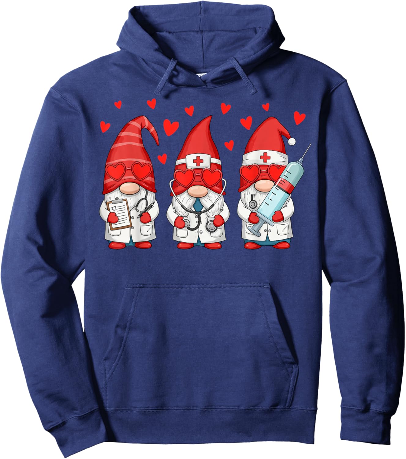Gnome Nurse Stethoscope Nursing Scrub Valentine Hoodie - Hoodie | Navy