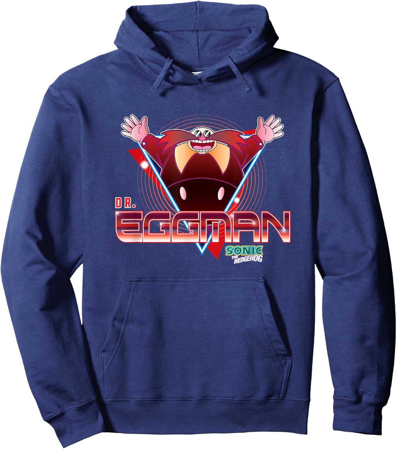 Sonic The Hedgehog Dr. Eggman Retro Neon Logo Hoodie - Hoodie | Navy