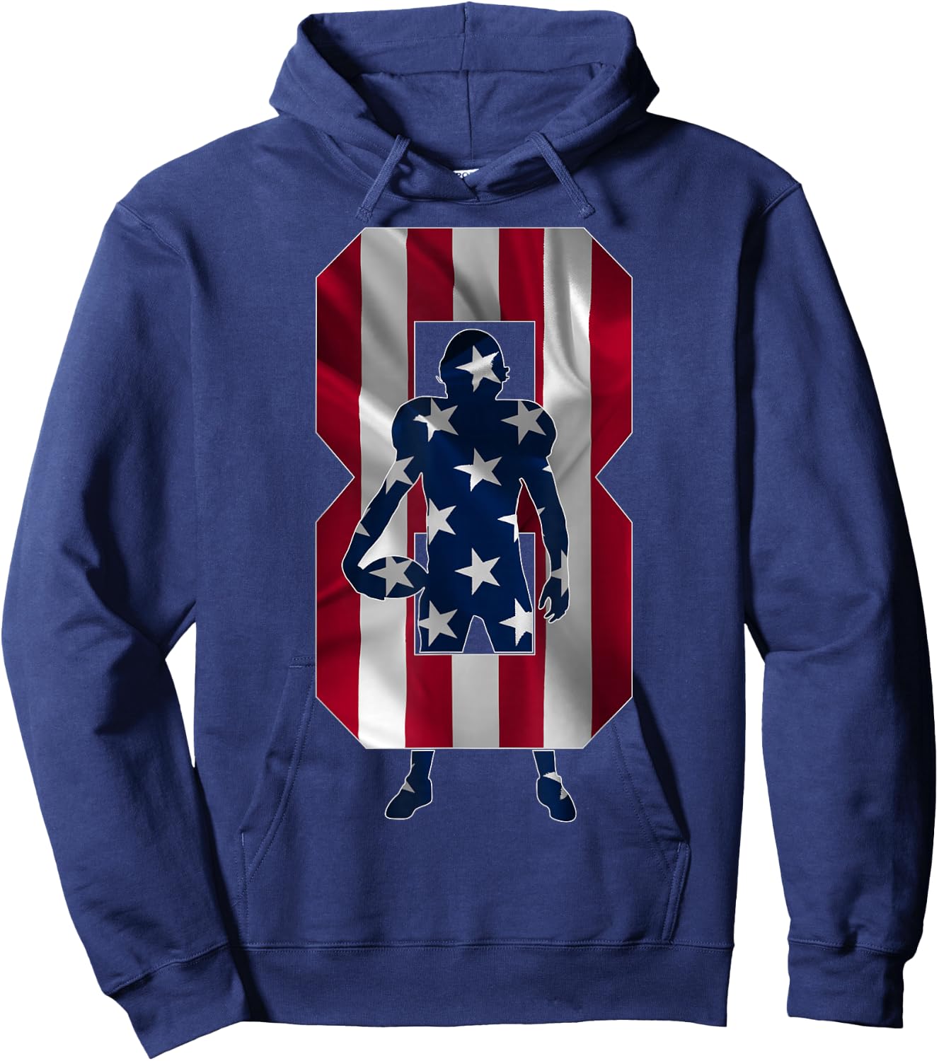 Number 8 Years Football 8th Birthday Hoodie - Hoodie | Navy