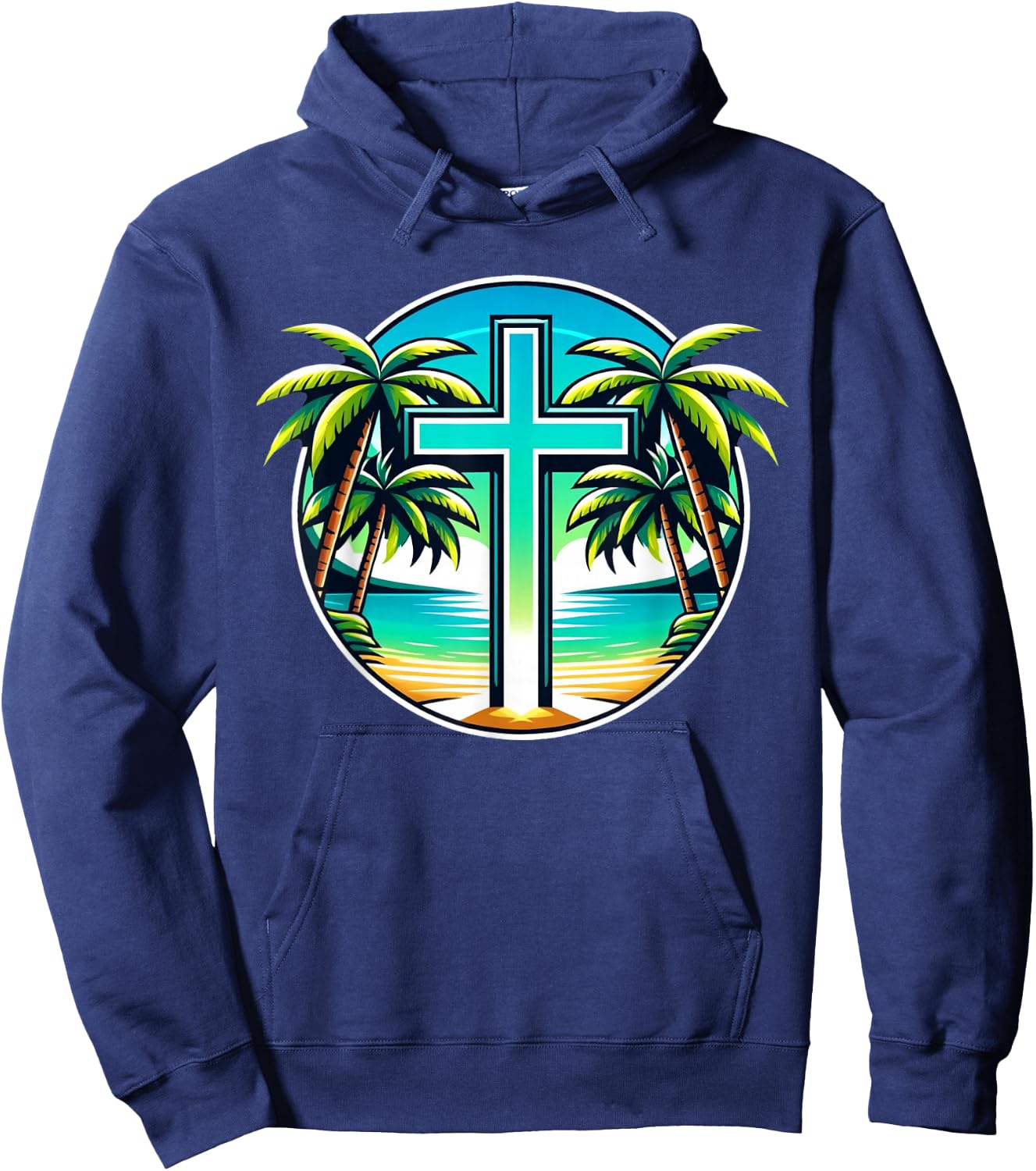 Christian Summer Vacation Island Beach Design Hoodie - Hoodie | Navy