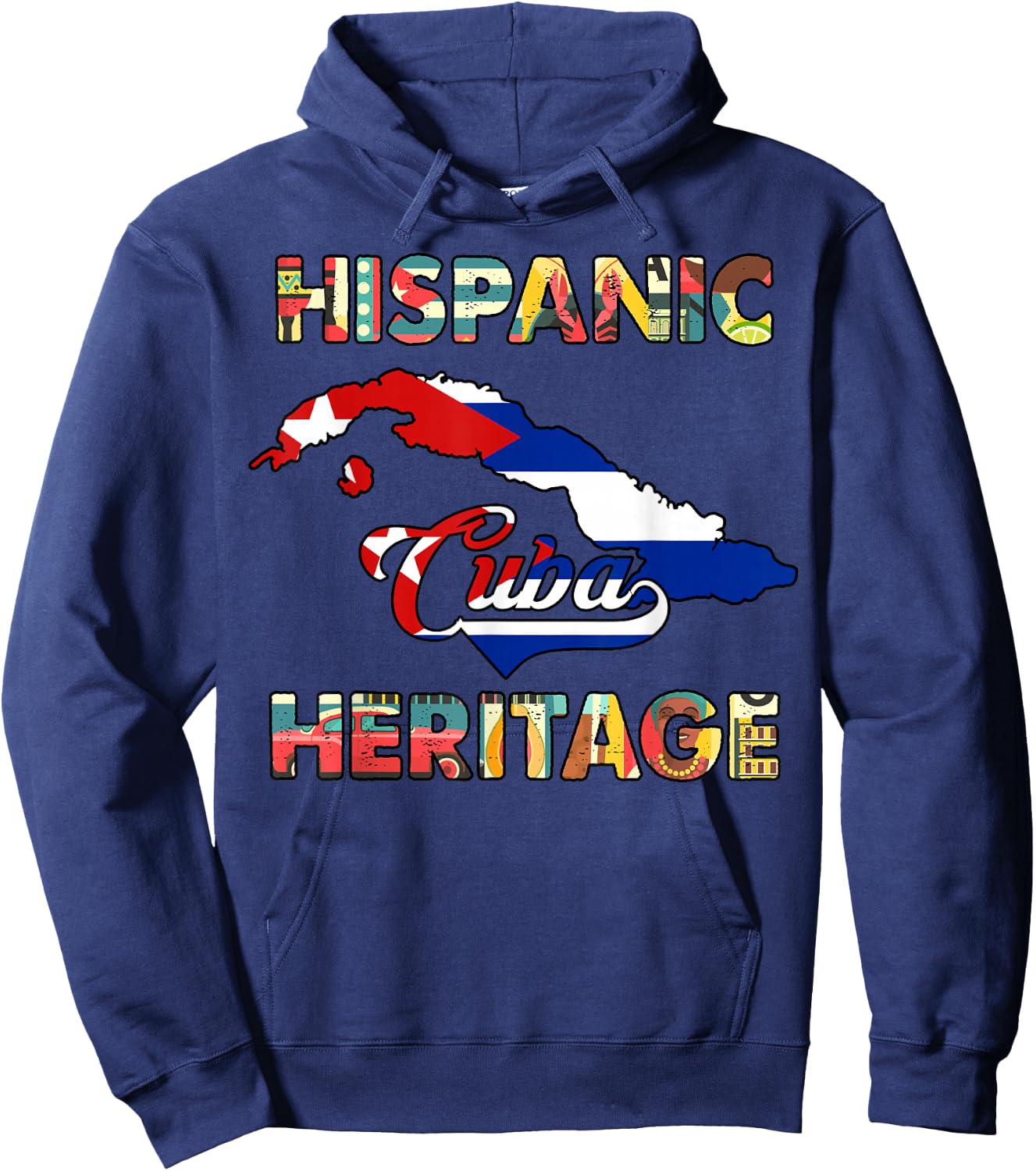 Cuba Hispanic Heritage Month Shirt Cuban Flag Hoodie - Hoodie | Navy