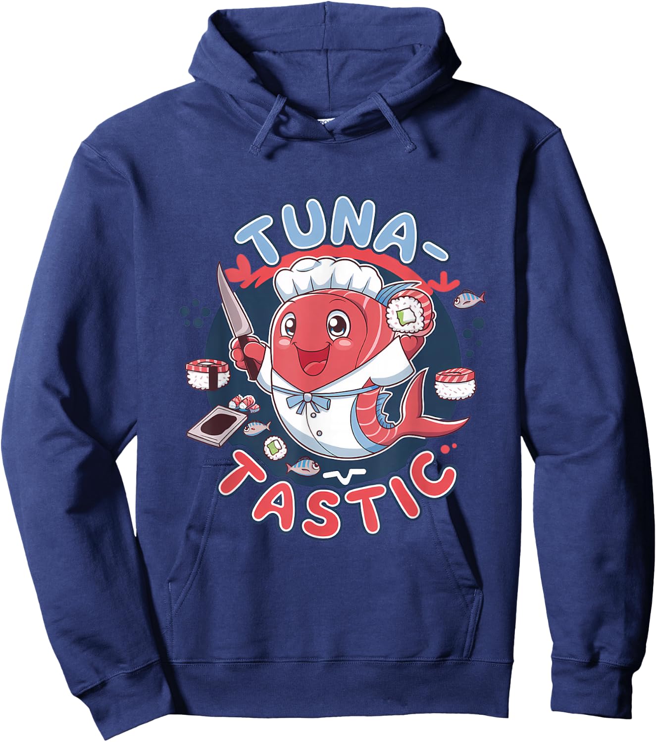 Tuna-Tastic Kawaii Tuna Sushi Chef Pun Hoodie - Hoodie | Navy