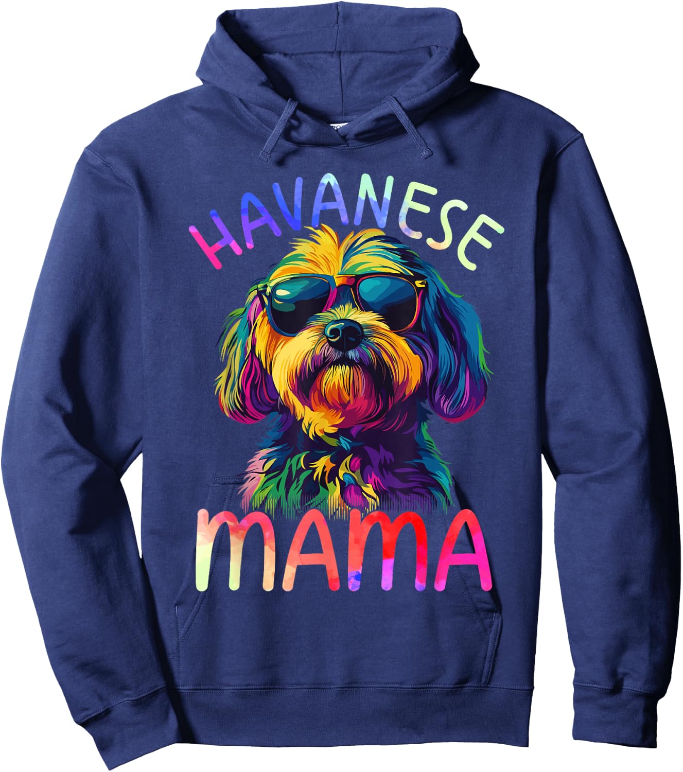 Havanese Mom Mama Colorful Pop Art Havanese Hoodie - Hoodie | Navy