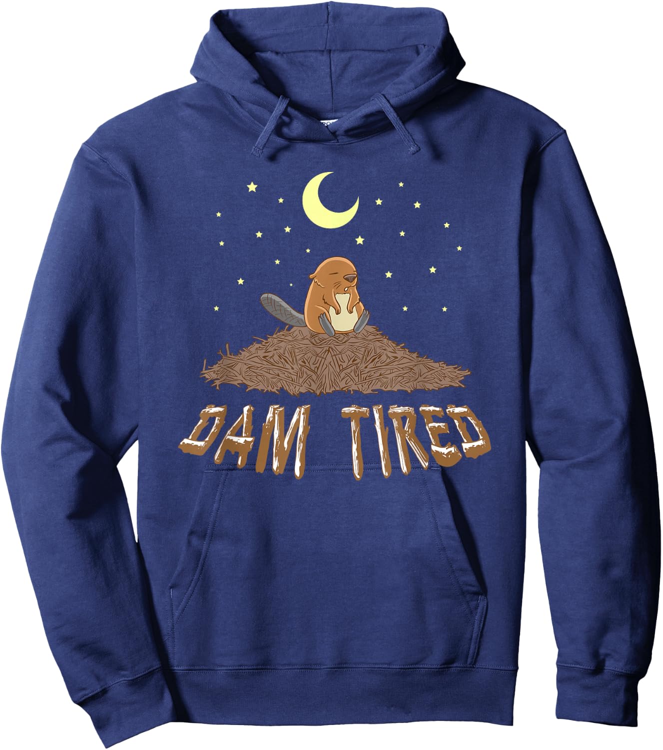 Animal Pajama Night Shirt - DAM TIRED Beaver Hoodie - Hoodie | Navy