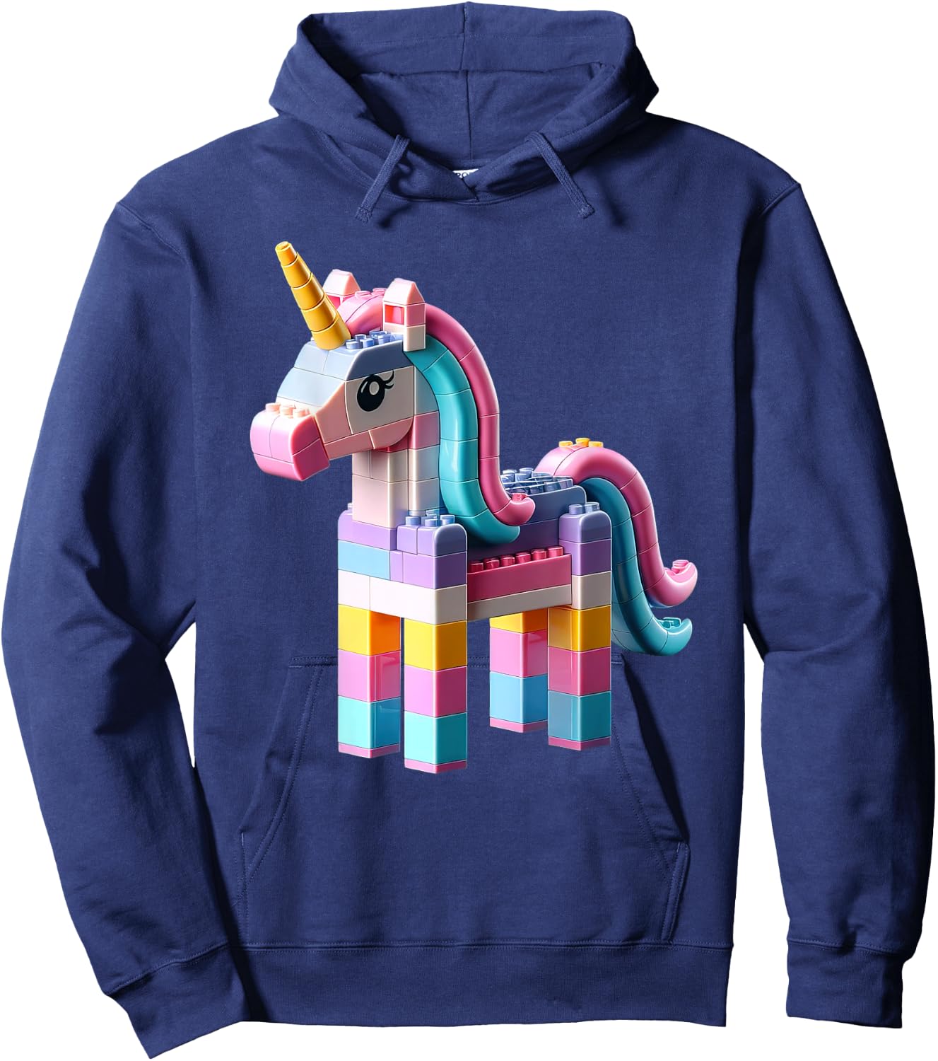 Master Builder Bricks Blocks Play Toys Unicorn Hoodie - Hoodie | Navy