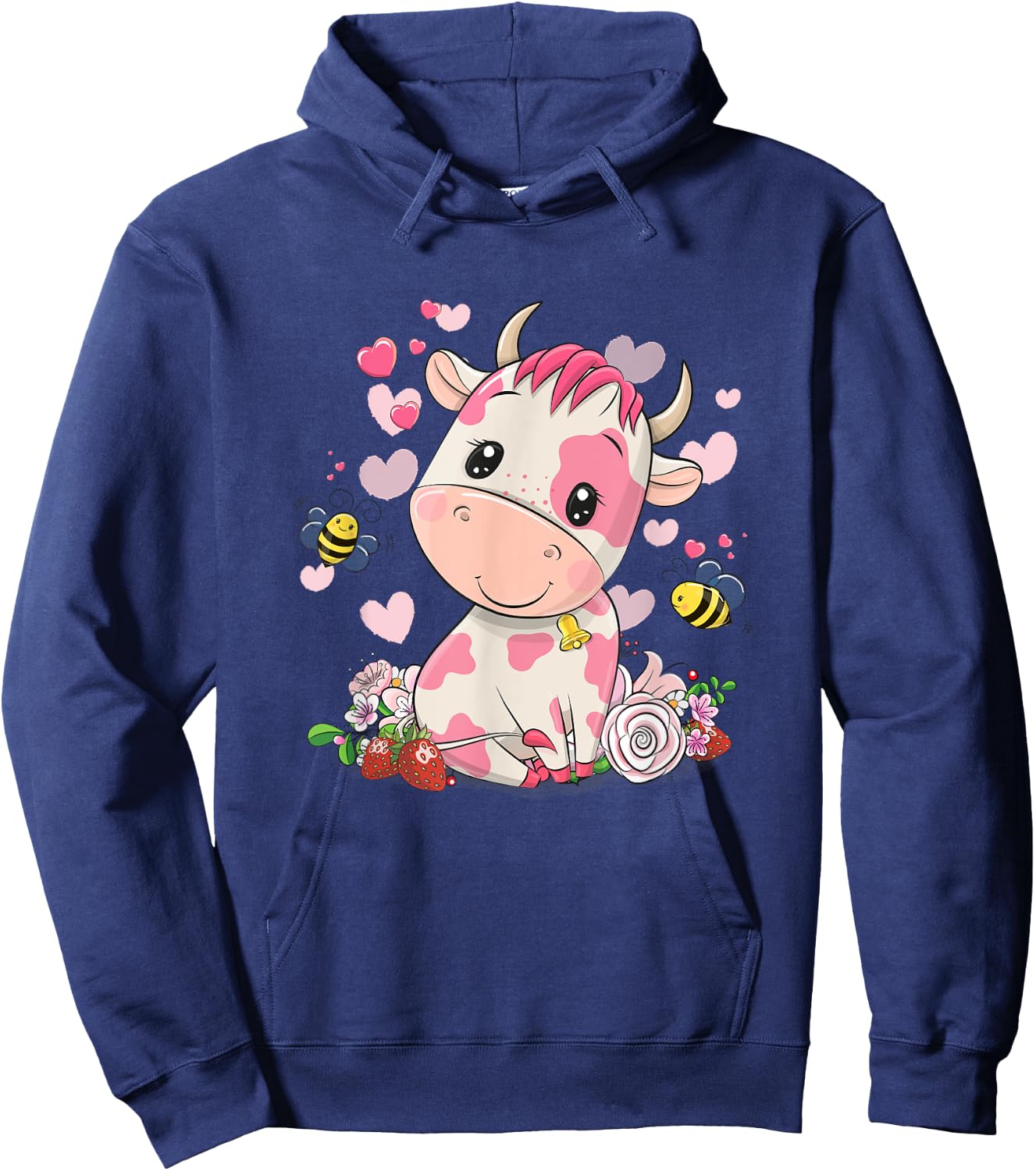 Strawberry Cow, Cute Cow, Pink Cow Pet Hoodie - Hoodie | Navy