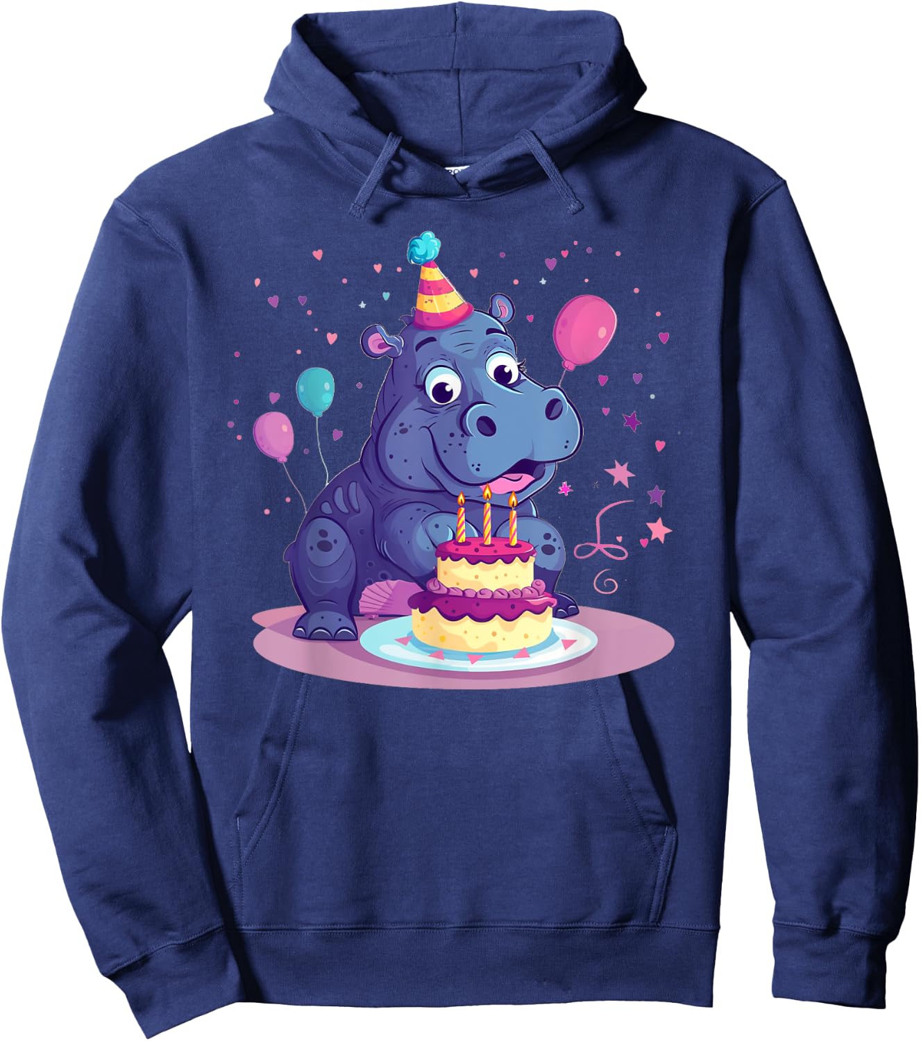 Happy Birthday Hippo Costume Hoodie - Hoodie | Navy