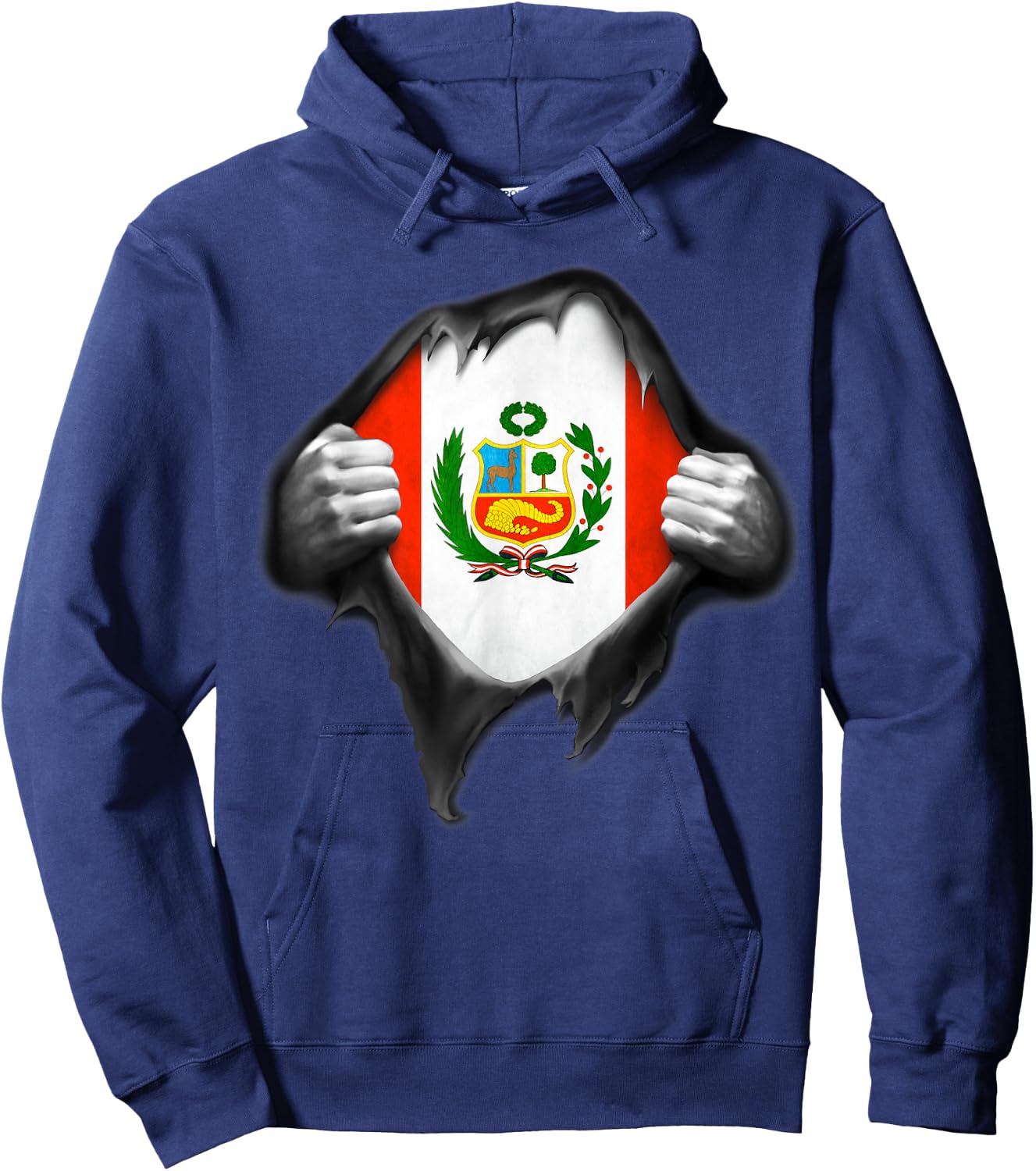 Peru Flag T Shirt. Proud Peruvian Hoodie - Hoodie | Navy