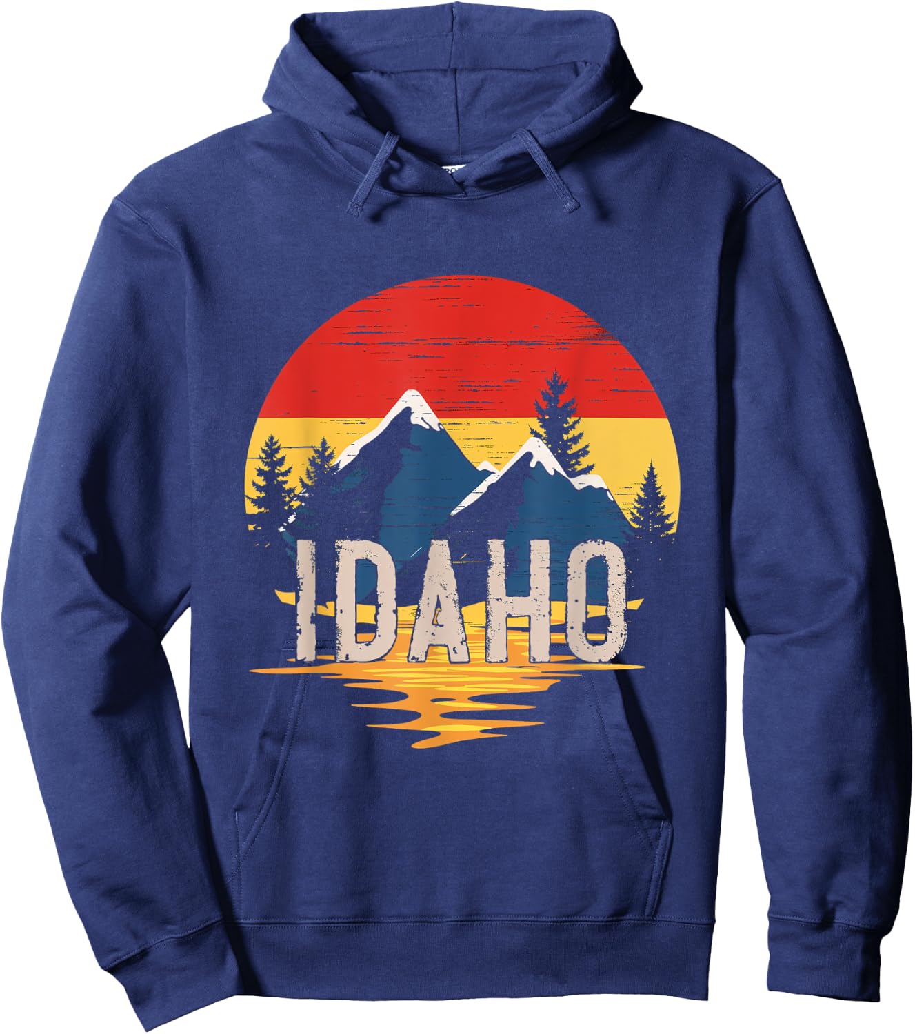 Idaho Mountain Sunset Idaho Outdoors Retro Hoodie - Hoodie | Navy