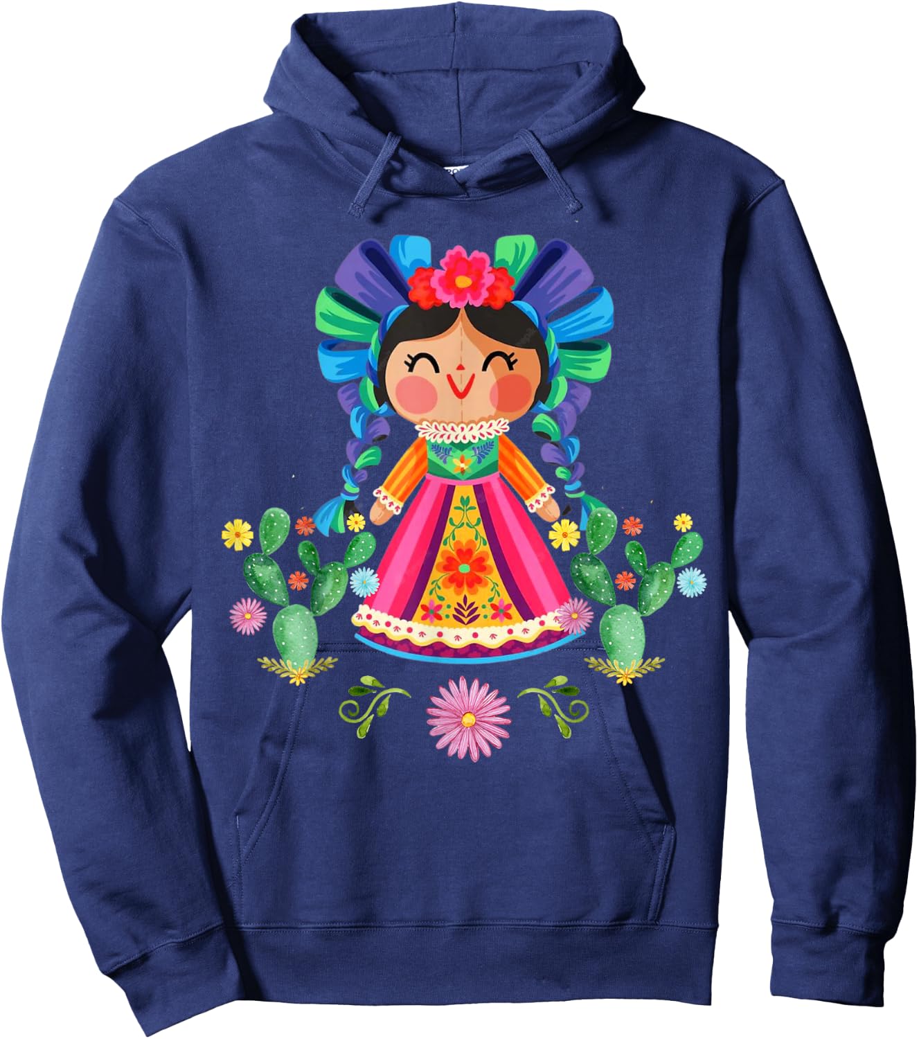 Mexican Handmade Lele Dolls Hoodie - Hoodie | Navy
