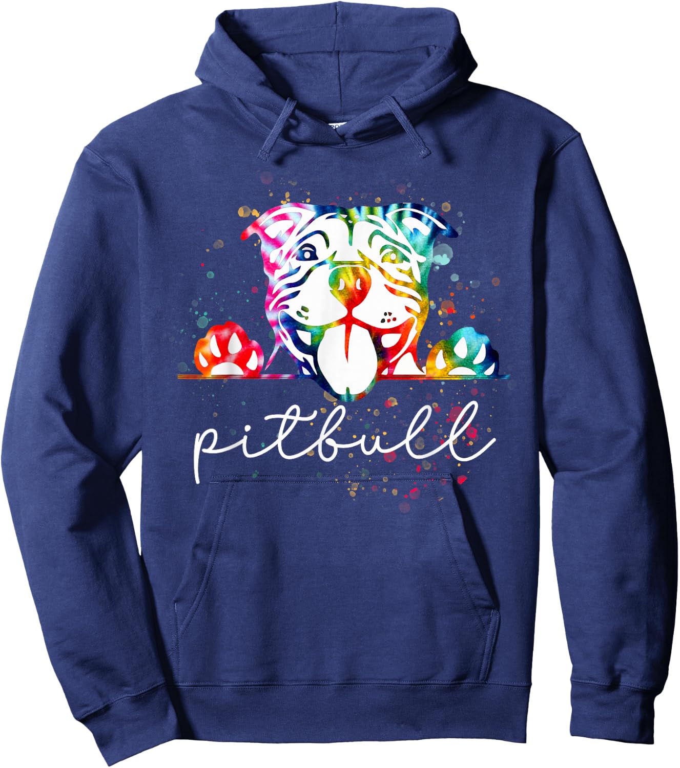 Pitbull Tie Dye Rainbow Dog Lover Men Women Hoodie - Hoodie | Navy
