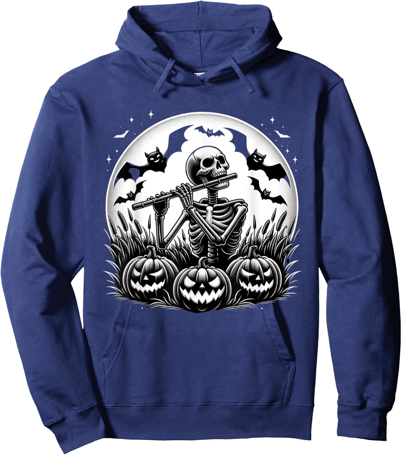 Funny Flute Skeleton Flutist Halloween Kids Hoodie - Hoodie | Navy