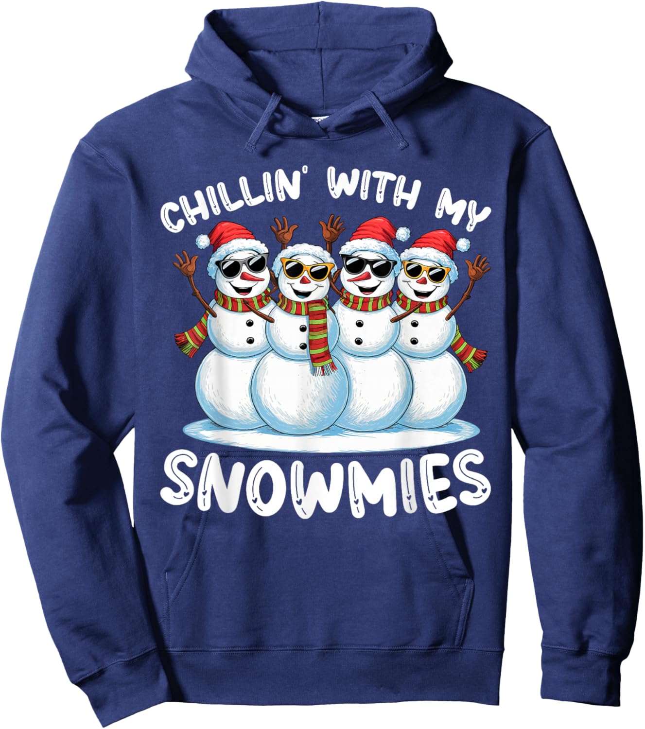 Snowman Christmas Chillin With My Snowmies Ugly Hoodie - Hoodie | Navy