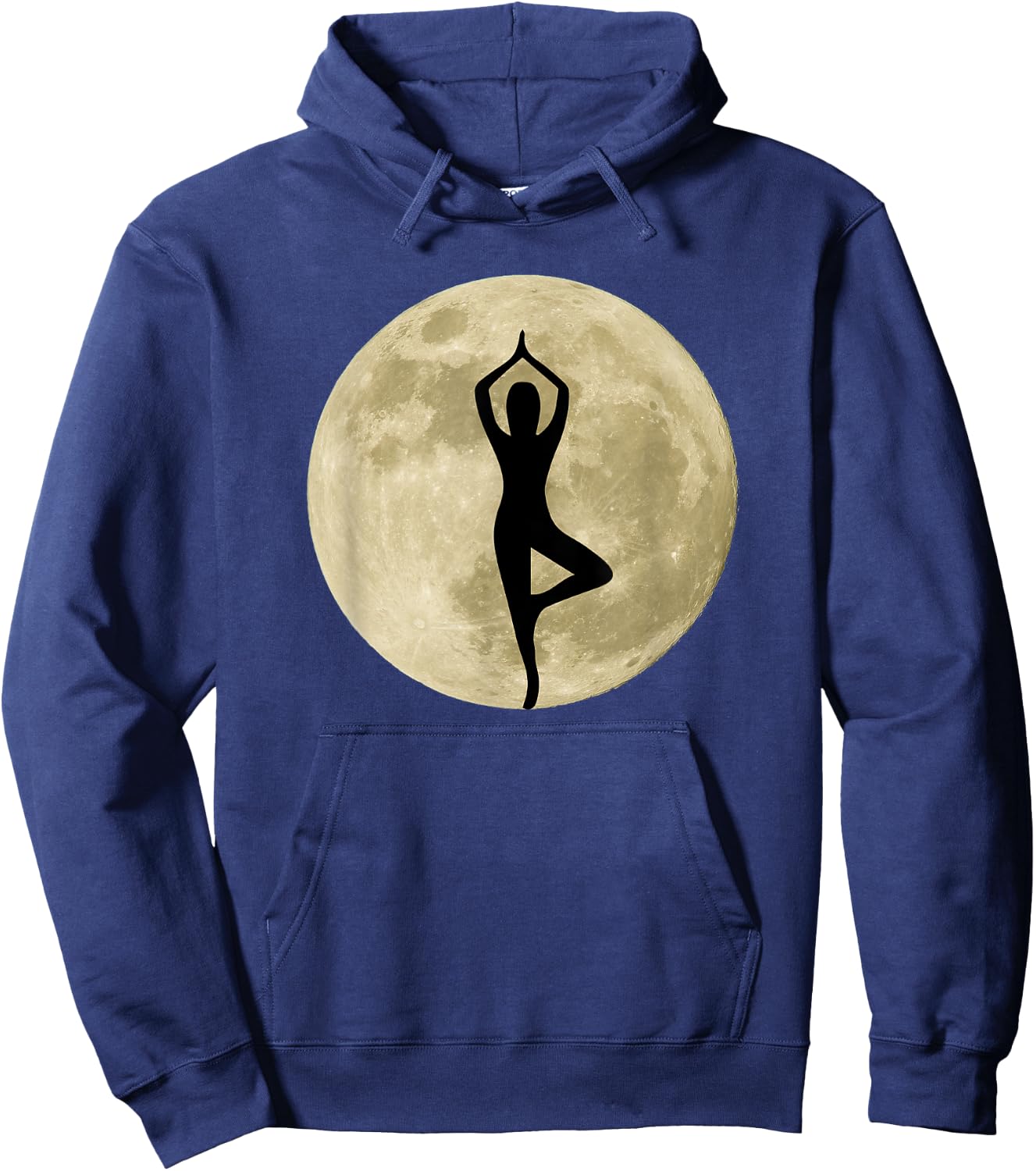 Yoga Pose Tree Vrikshasana Asana Full Moon Hoodie - Hoodie | Navy