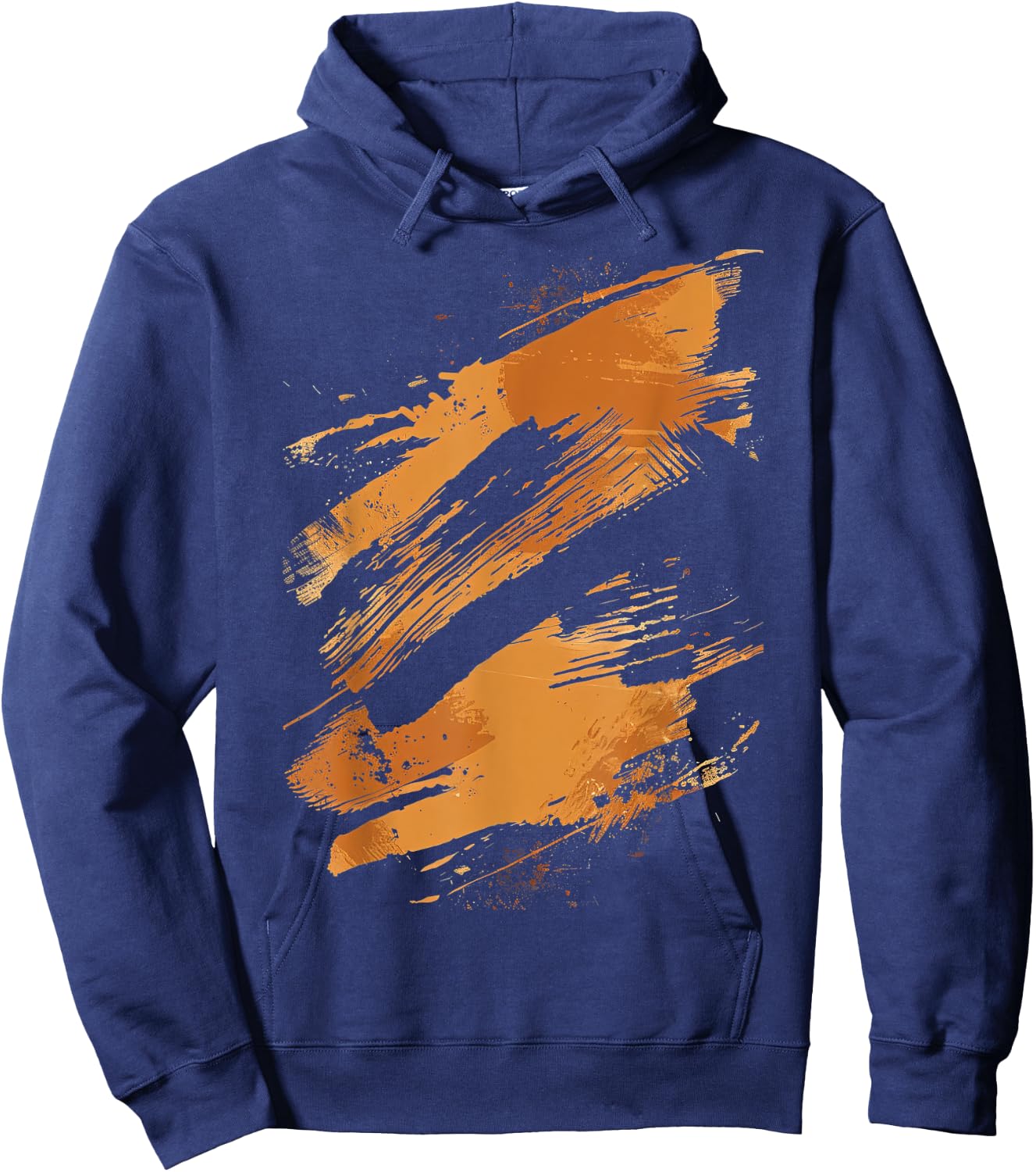 Black And Orange Brushstroke Hoodie - Hoodie | Navy