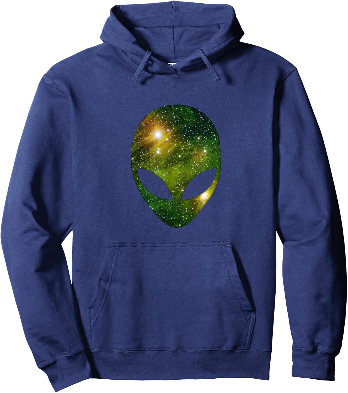 Cosmic Alien Head - Green Ufo Scifi Galaxy Hoodie - Hoodie | Navy