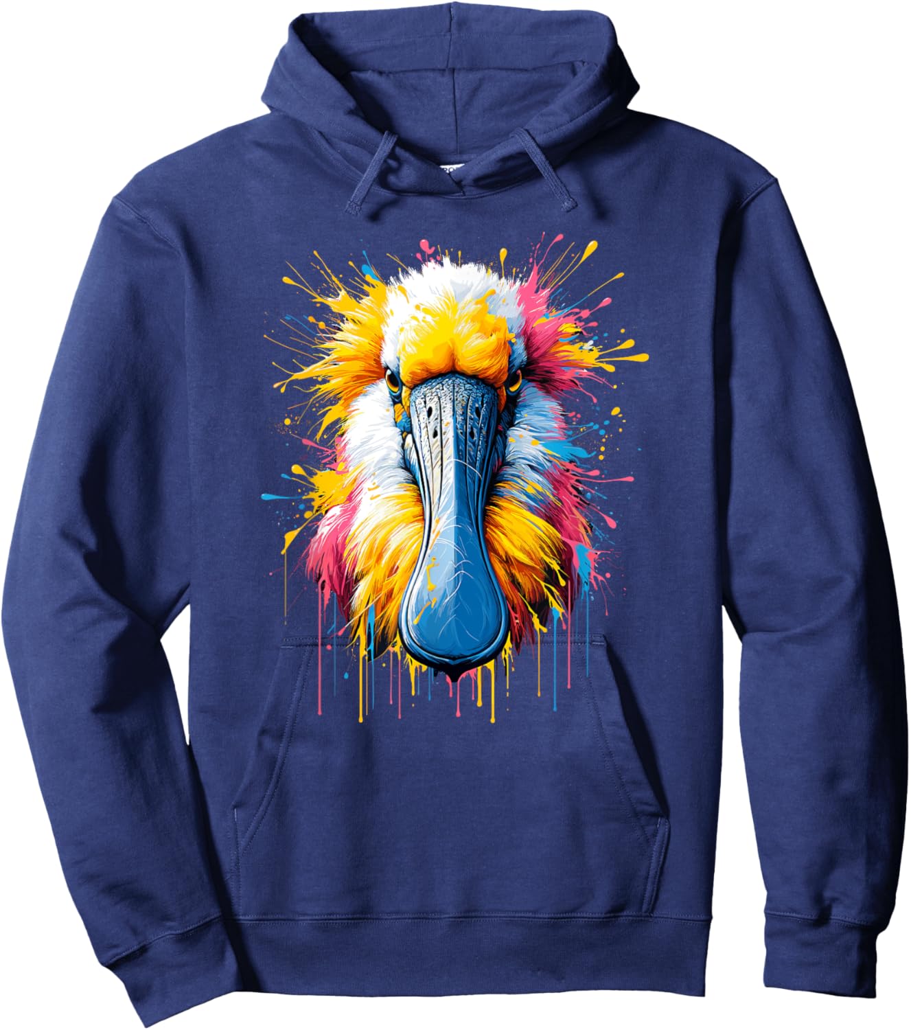 Splash Art Roseate Spoonbill Spoonbills Hoodie - Hoodie | Navy