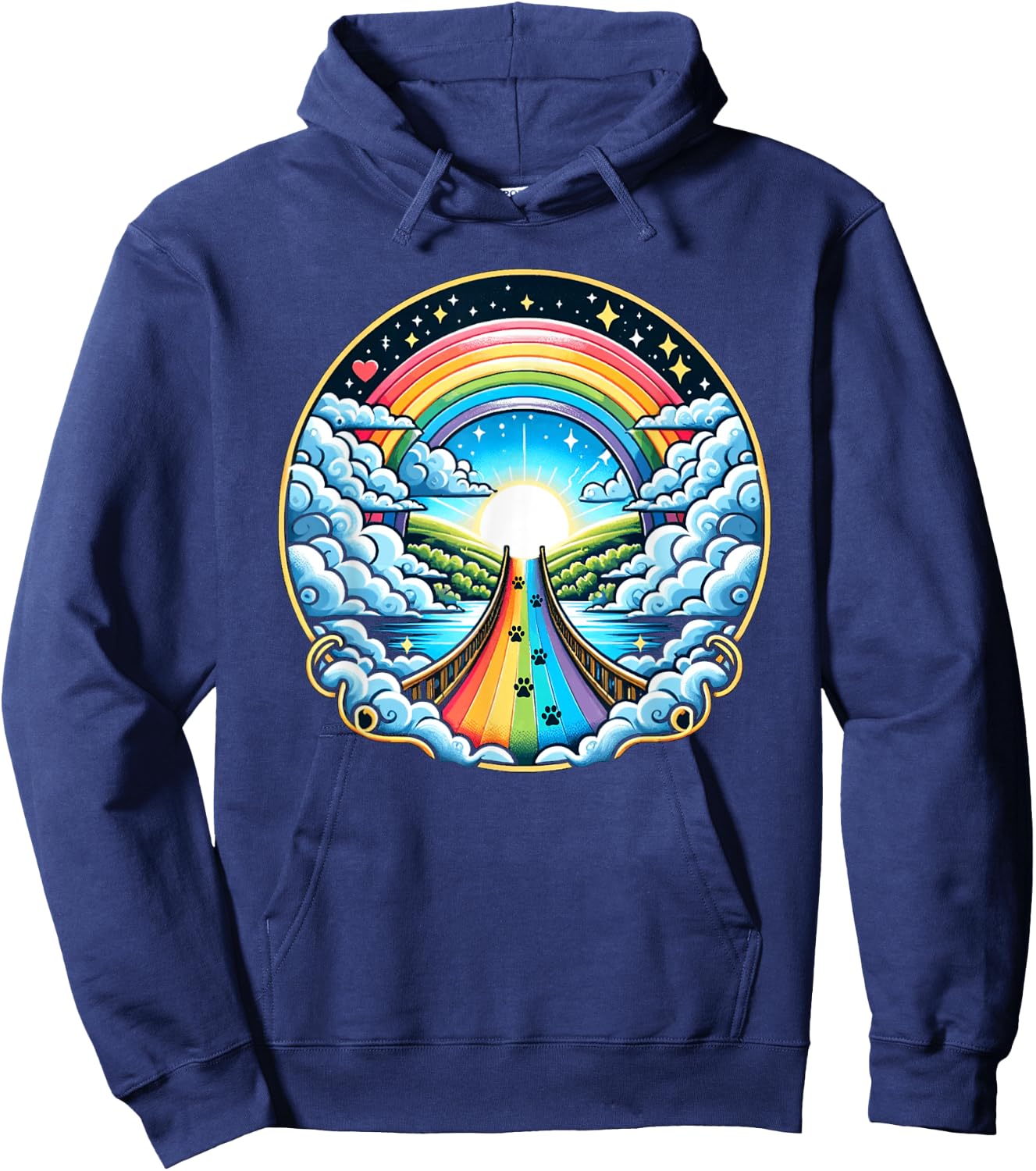 Loss of a Beloved Cat Dog. Rainbow Bridge Theme Hoodie - Hoodie | Navy