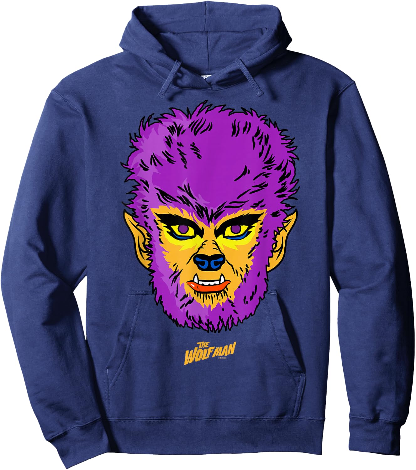 Universal Monsters Wolfman Retro Big Face Hoodie - Hoodie | Navy