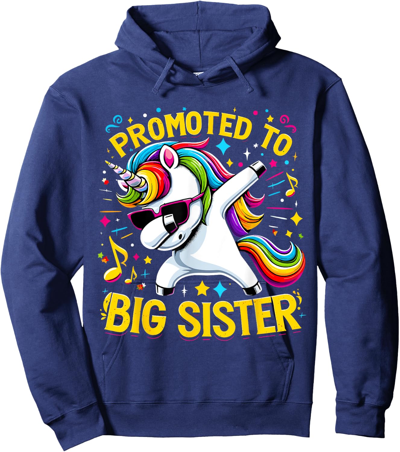Promoted to Big Sister Unicorn Dabbing Hoodie - Hoodie | Navy