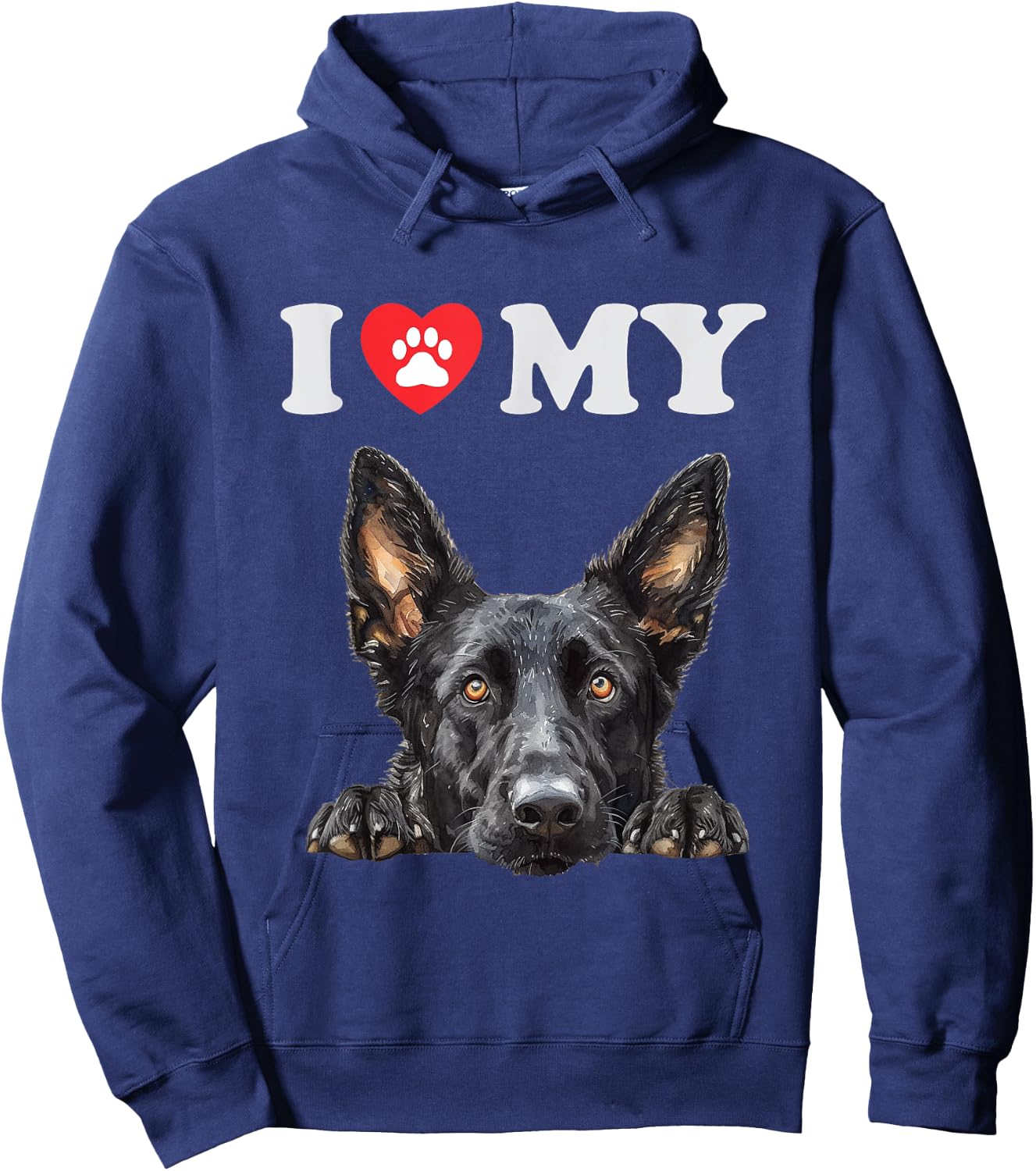 Dutch Shepherd I Heart My Dog Funny Dog Lover Hoodie - Hoodie | Navy