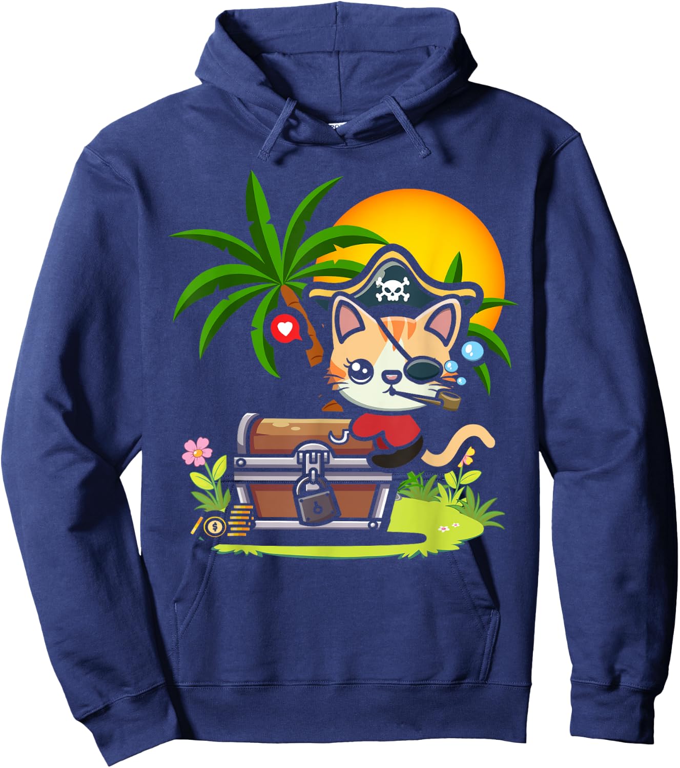 Kwazii Cute Funny Pirate Cat Kids Hoodie - Hoodie | Navy
