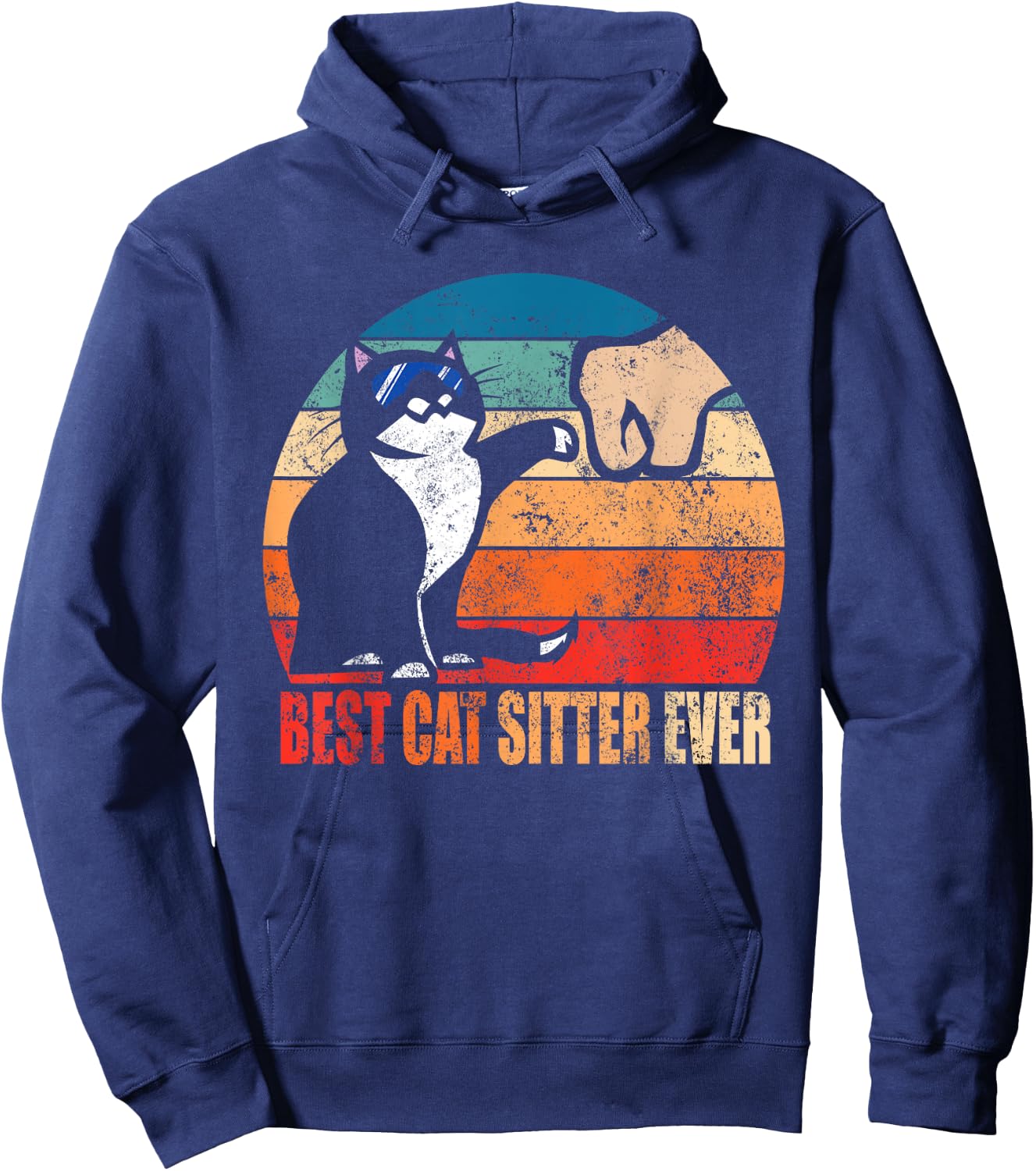 Best Cat Sitter Ever Funny Fist Bump Hoodie - Hoodie | Navy
